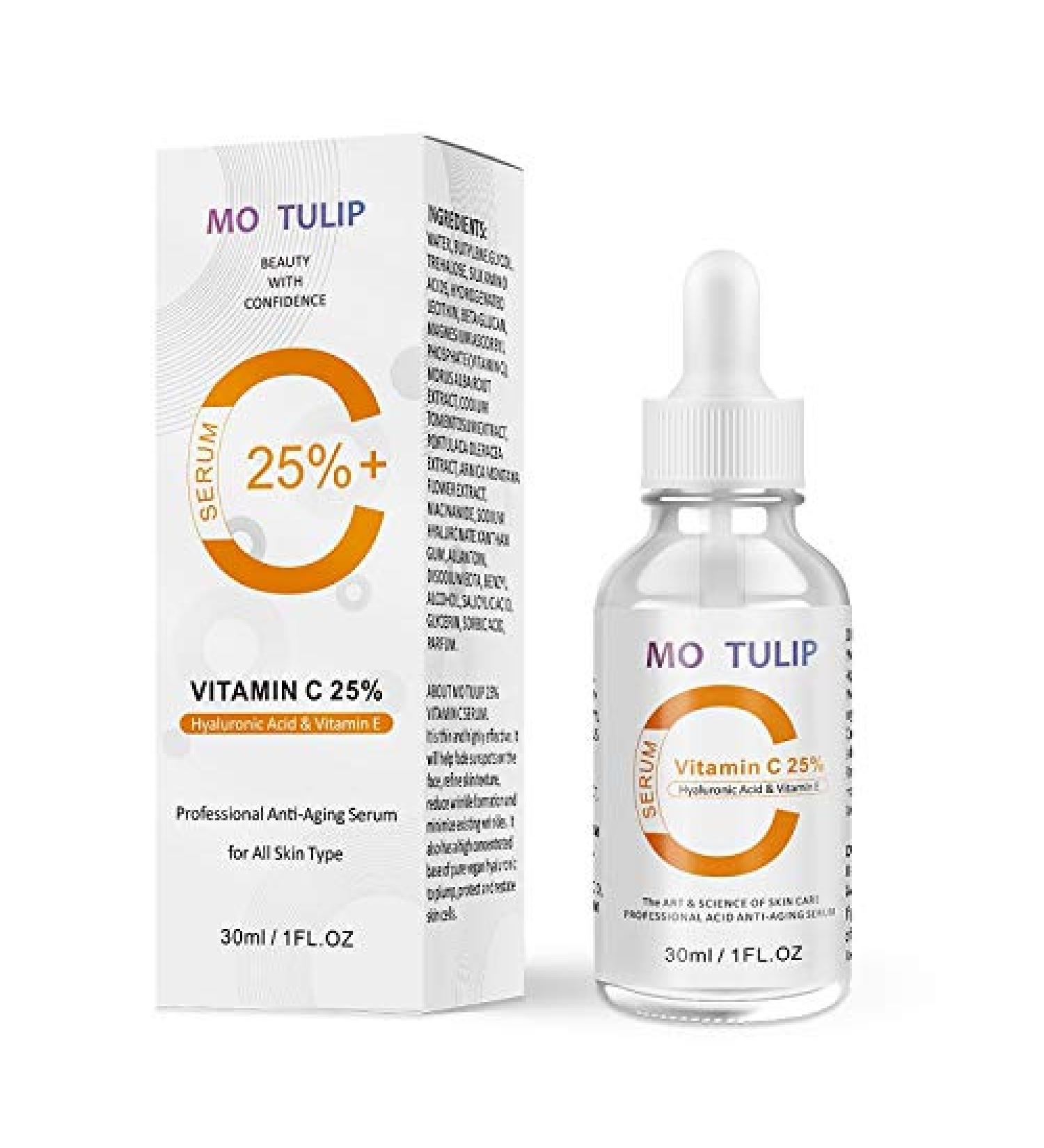 25% Vitamin C Serum with Hyaluronic Acid and Vitamin E - Dark Spot Treatment - Anti-Aging - 1FL OZ - Buy Online on GoSupps.com