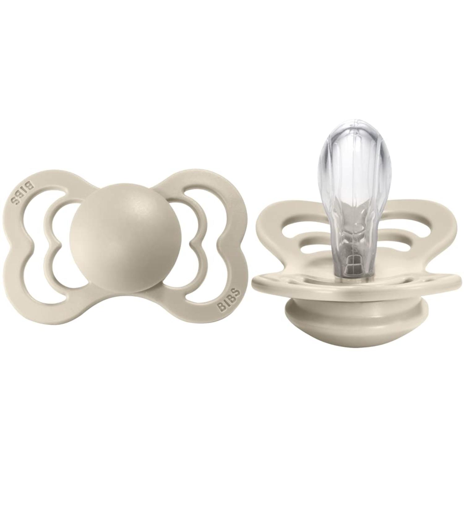 BIBS Supreme Baby Pacifiers - BPA-Free Silicone Soothers from Denmark | Set of 2 (Vanilla, 6-18 Months) - Buy Online on GoSupps.com