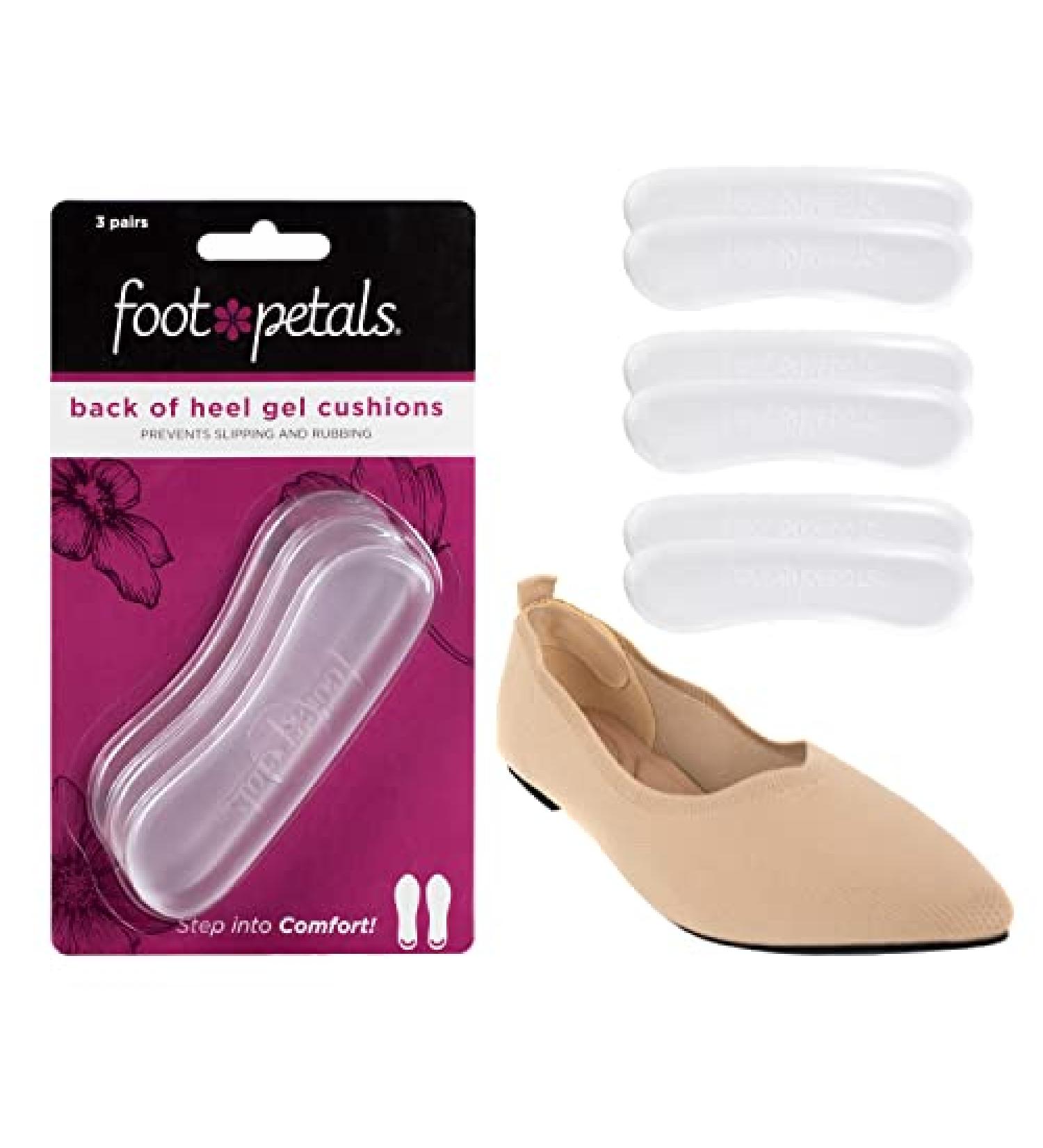 Foot Petals Women's Gel Back of Heel Comfort Inserts - 3 Pairs | One Size US - Buy Online on GoSupps.com