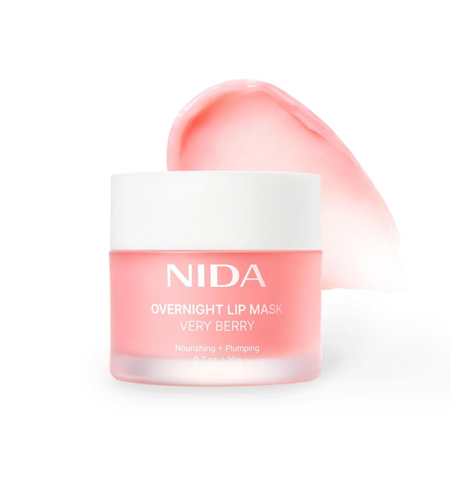 NIDA Overnight Lip Mask - Very Berry | Intense Hydration & Plumping Sleeping Mask for Dry Chapped Lips | 0.7 oz. 20g - Buy Online on GoSupps.com