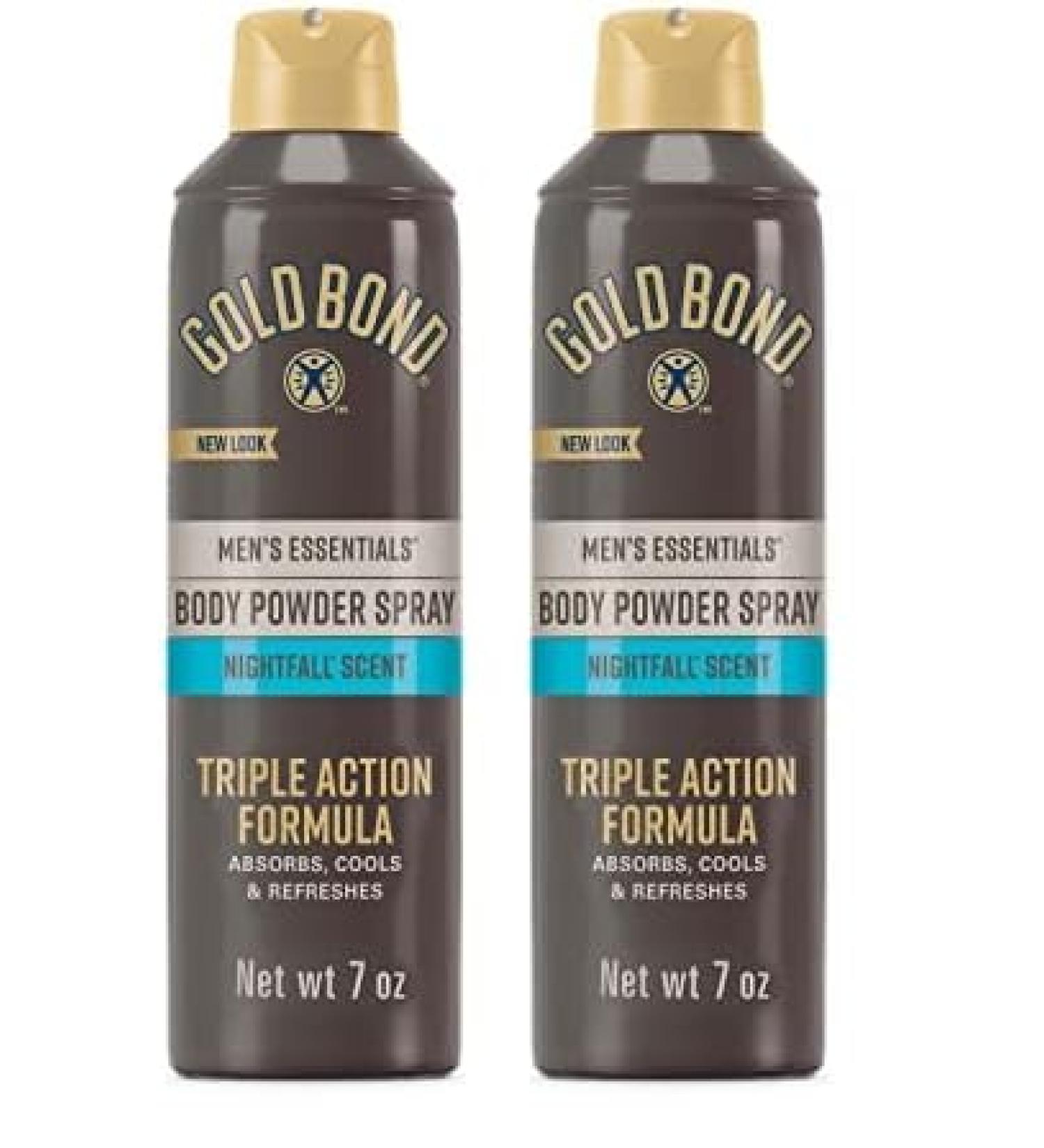 Gold Bond Men's Essentials Talc-Free Body Powder Spray 7 oz. Nightfall Scent Wetness Protection (Pack of 2) 7 Ounce (Pack of 2) Talc-Free Nightfall - Buy Online on GoSupps.com