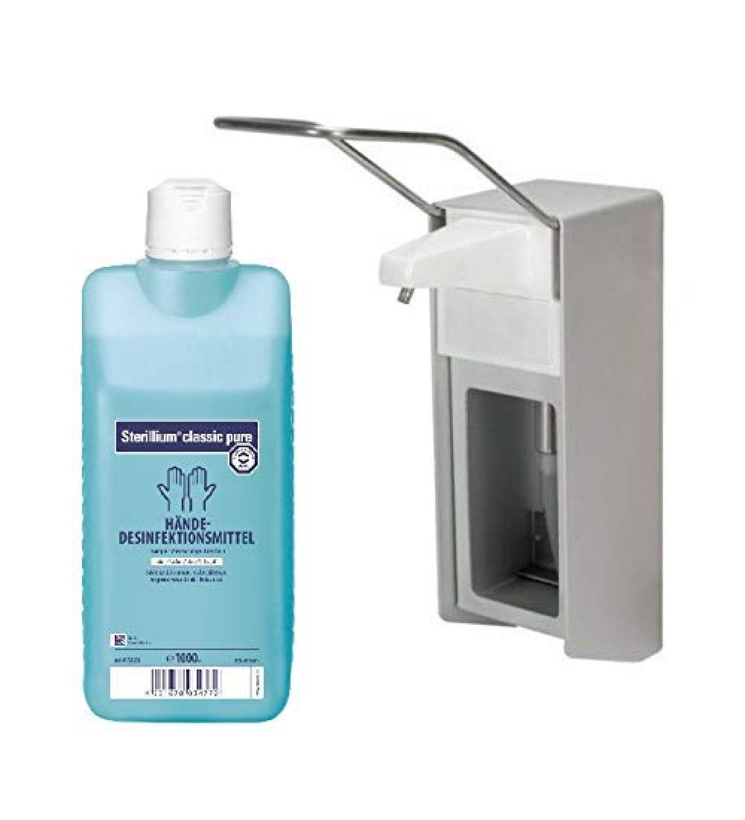 Medi-Inn Euro Dispenser 1000ml Aluminum Long Arm Lever & Hartmann Sterillium Classic Pure 1000ml - Best International Shipping - Buy Online on GoSupps.com