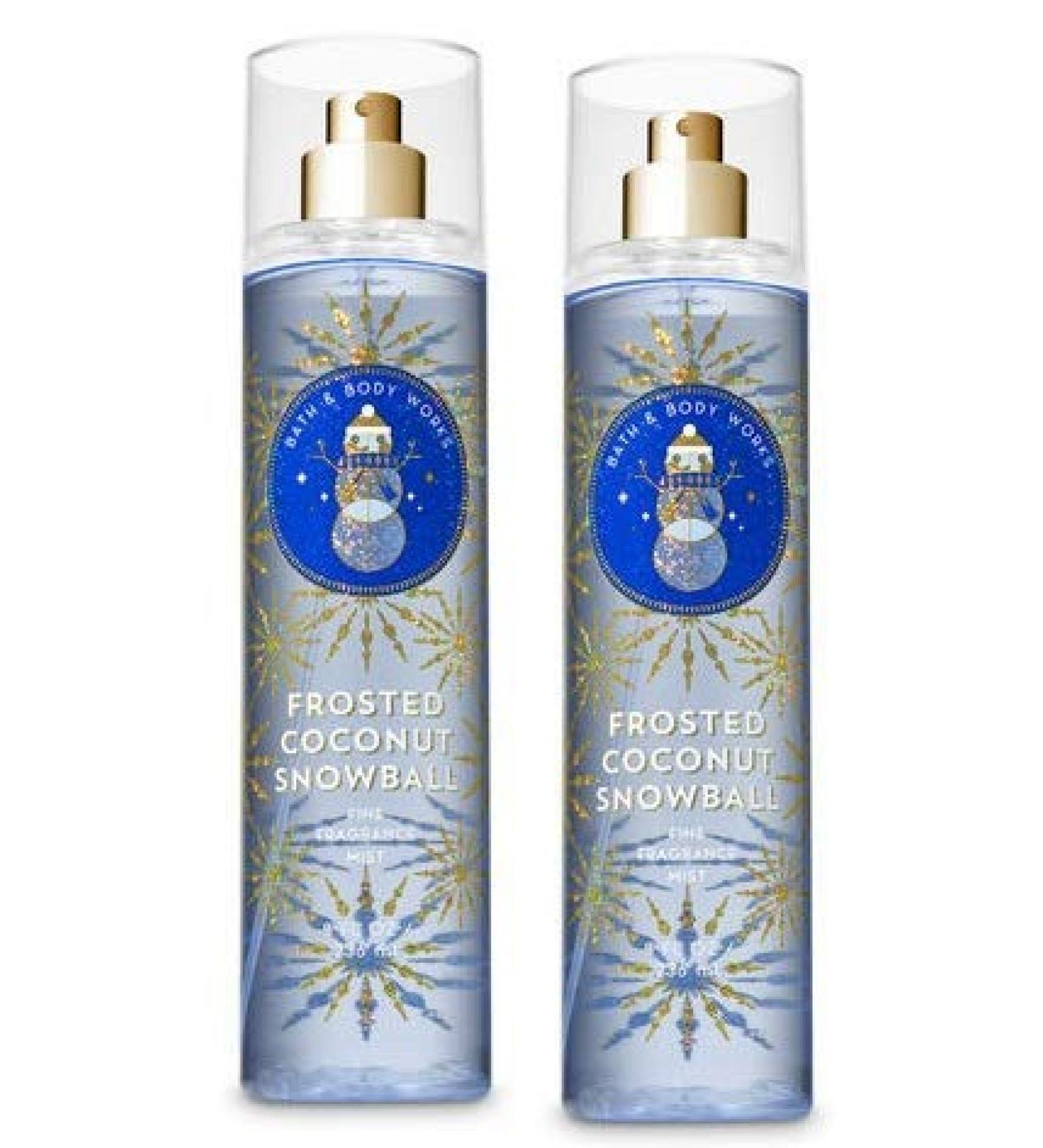 Bath and Body Works 2 Pack Frosted Coconut Snowball Fine Fragrance Mist 8 oz.