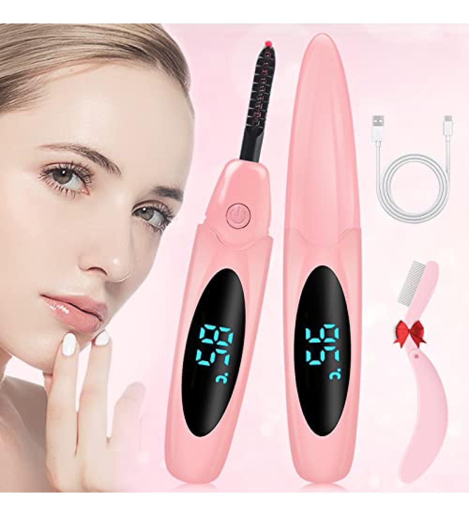 Buy Heated Eyelash Curlers - USB Rechargeable Electric Lash Curler with 3 Temp Settings for 24H Long-Lasting Curls - Light Pink - Buy Online on GoSupps.com