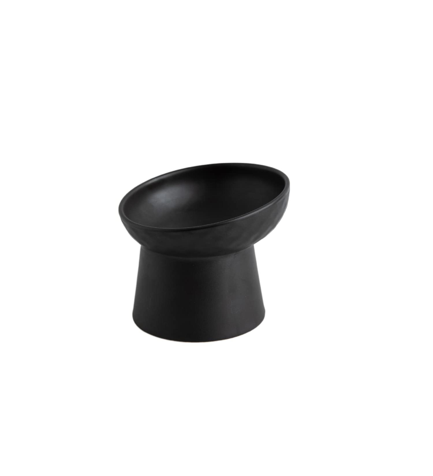 Small Ceramic Raised Cat Bowls - Tilted & Elevated for Stress-Free Feeding - Backflow Prevention - Dishwasher & Microwave Safe - Lead & Cadmium Free - Black - Buy Online on GoSupps.com