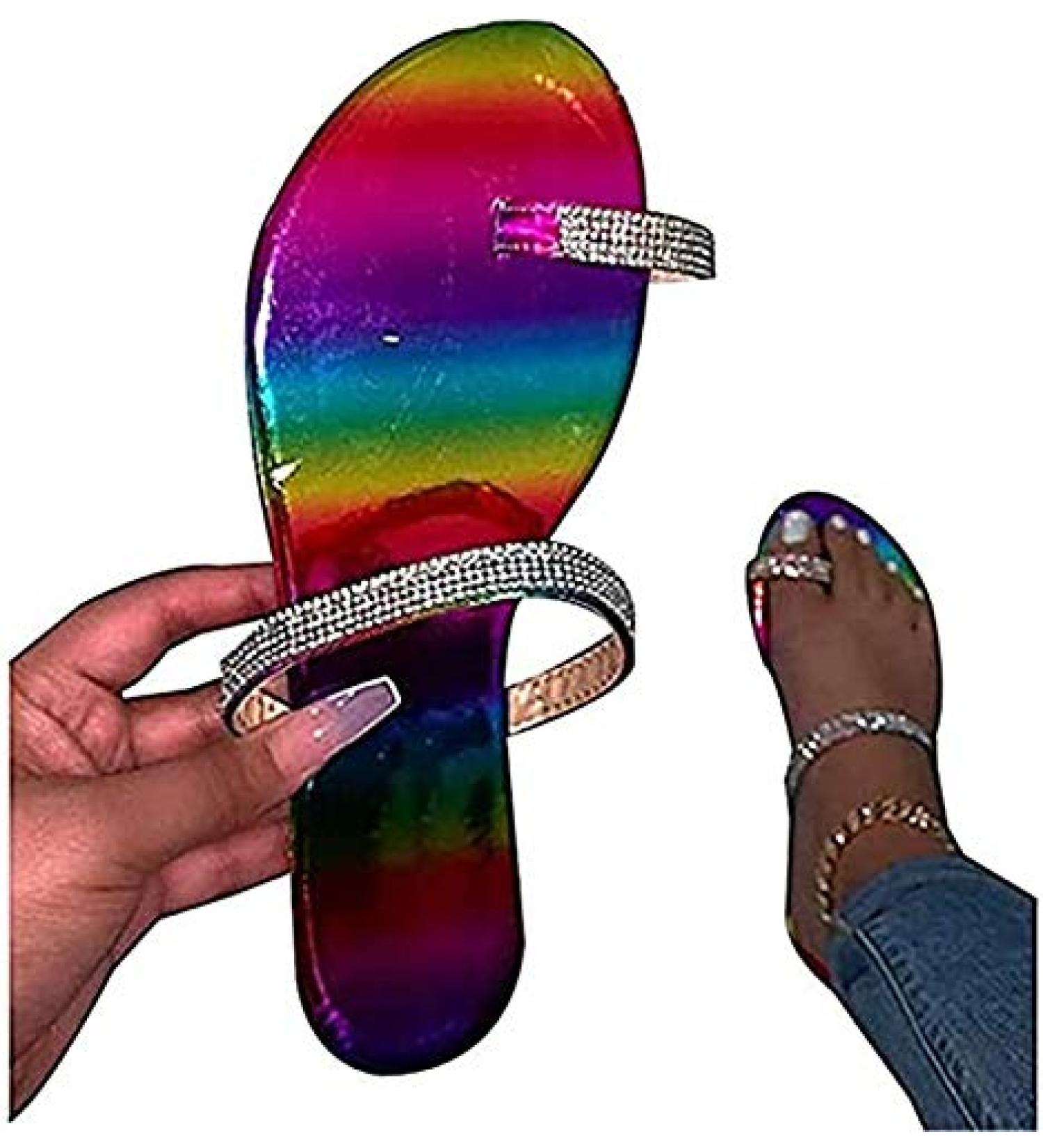 Creev Women's Plateau Crystal Sandals - Comfortable Multicolored Summer Beach Travel Flip-Flops (EU Sizes 37 & 42) - Buy Online on GoSupps.com