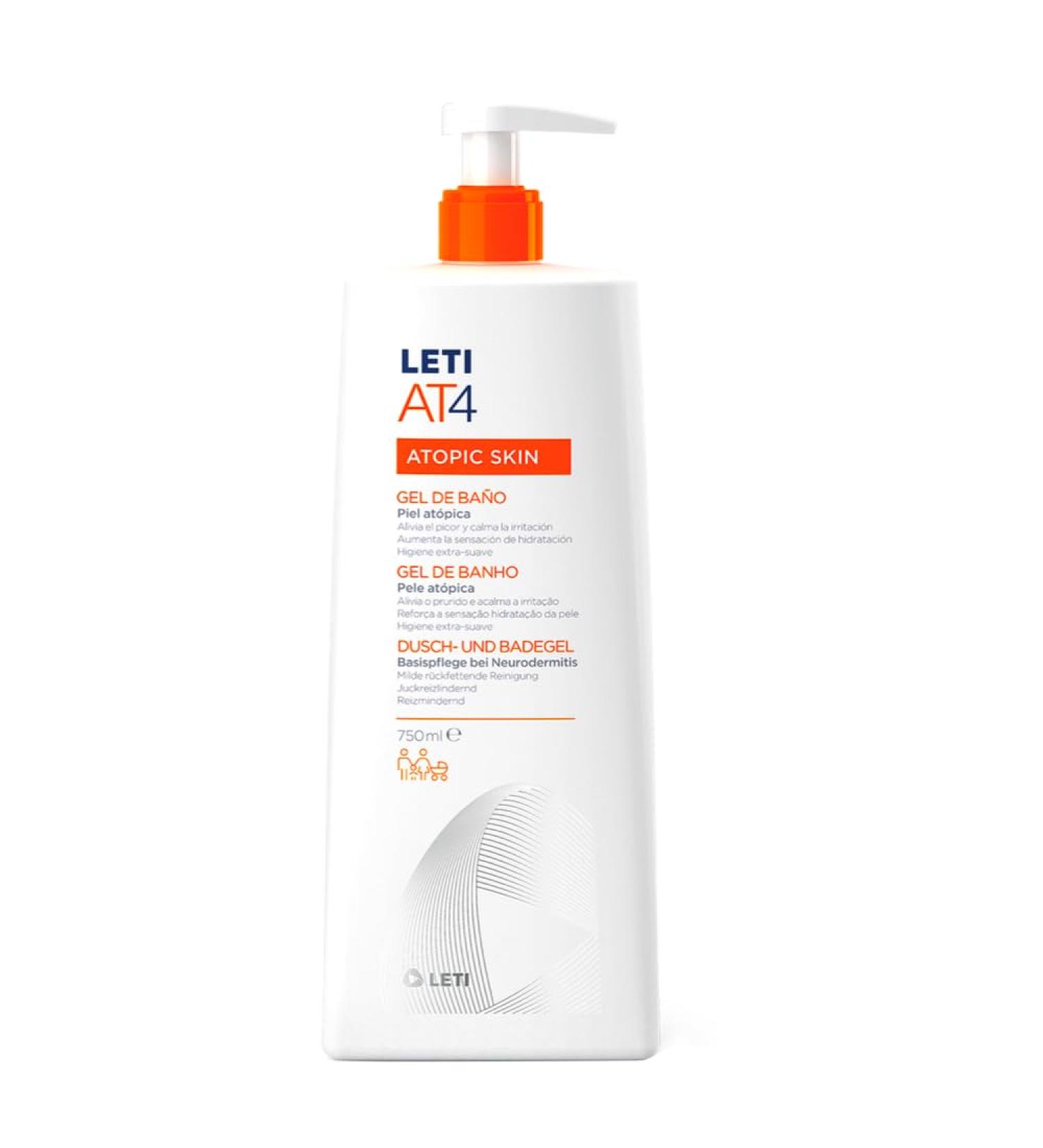  Leti LETI AT4 Shower and Bath Gel - Mild moisturizing cleansing for dry or eczema-prone skin 750 ml gel - Buy Online on GoSupps.com