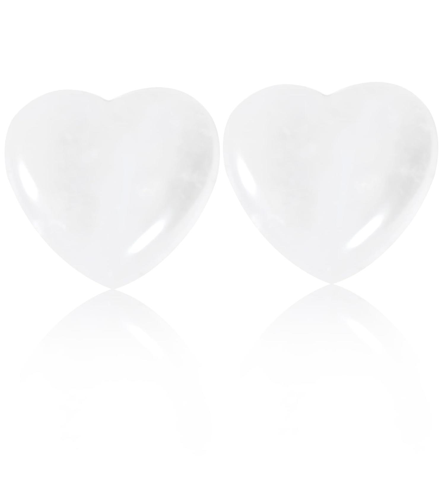 SoulNioi White Crystal Heart Stone Mini Love Pocket Stones - Set of 2 | Tumbled Worry Stone for Reiki Meditation Therapy and Stress Relief | Healing Crystals for Home Decor - 20mm - Buy Online on GoSupps.com