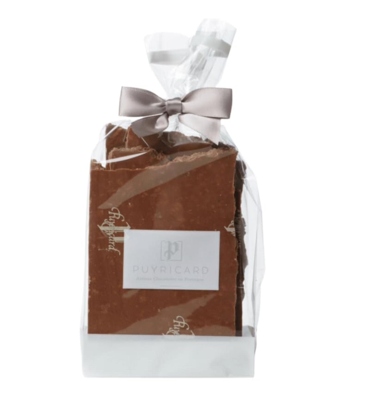 Milk chocolate and feuillantine blocks 250g