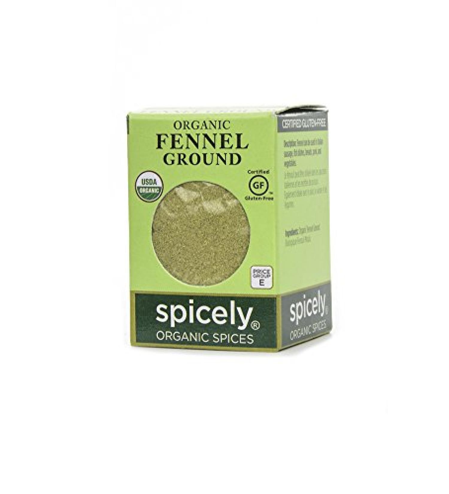 Spicely Organic Fennel Powder 0.50 oz EcoBox - Gluten Free - 1 Pack - Buy Online on GoSupps.com