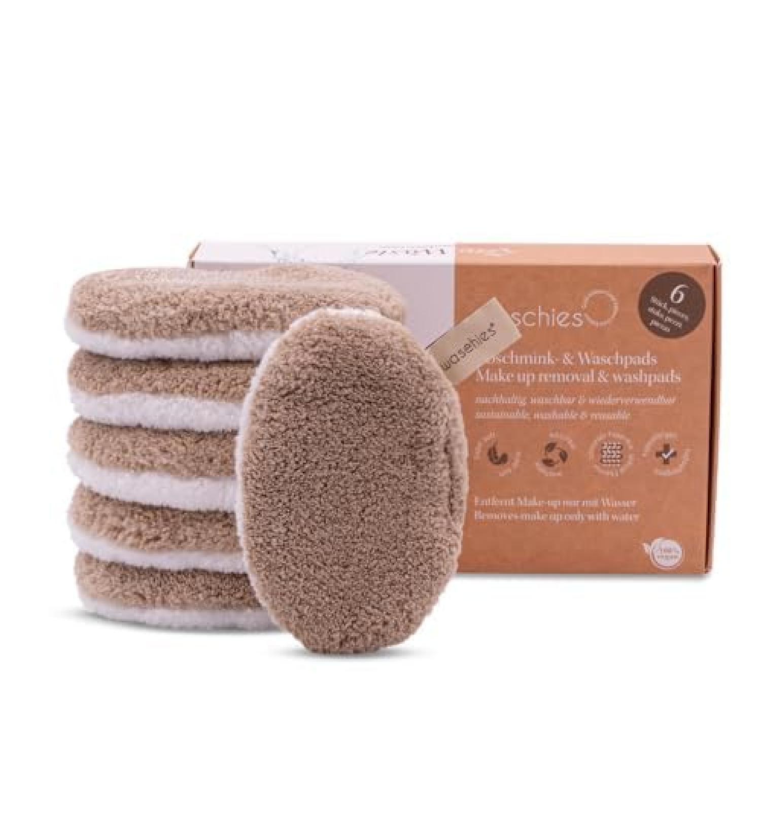 waschies Washable make-up removal and cleaning pads reusable deep pore cleaning only with water skin-friendly hypoallergenic super soft "Gold Edition" set of 6 - Buy Online on GoSupps.com