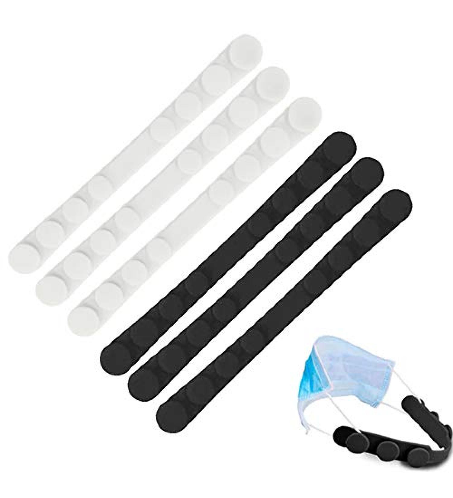 Premium Anti-Slip Silicone Ear Hooks - 6-Piece Adjustable Ear Straps for Adults & Children - Gait Protection in A/Black & White - Buy Online on GoSupps.com