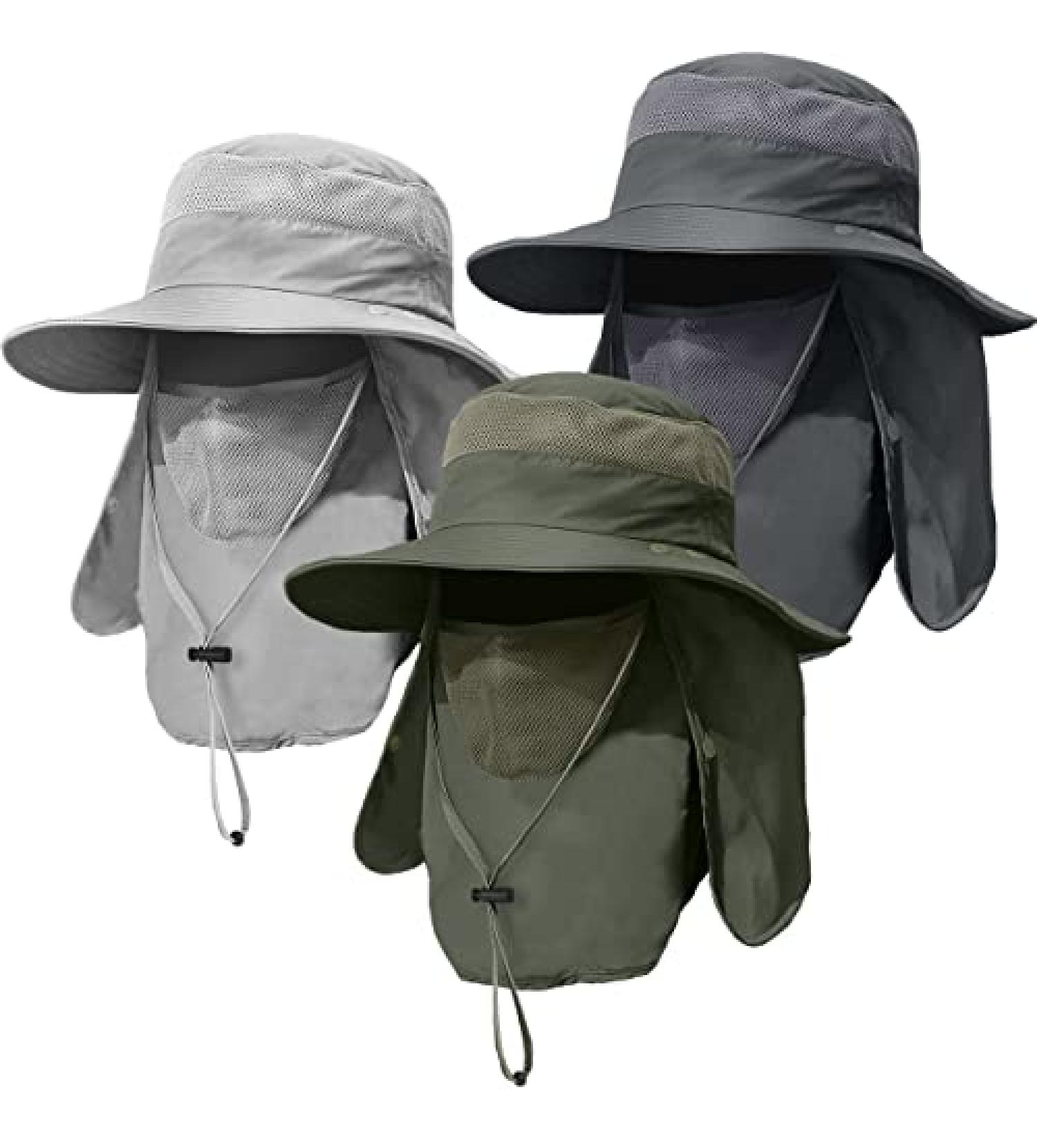 3-Pack Men's Wide Brim Fishing Hat with UPF 50+ Sun Protection - Perfect for Hiking, Gardening, and Outdoor Activities - Buy Online on GoSupps.com
