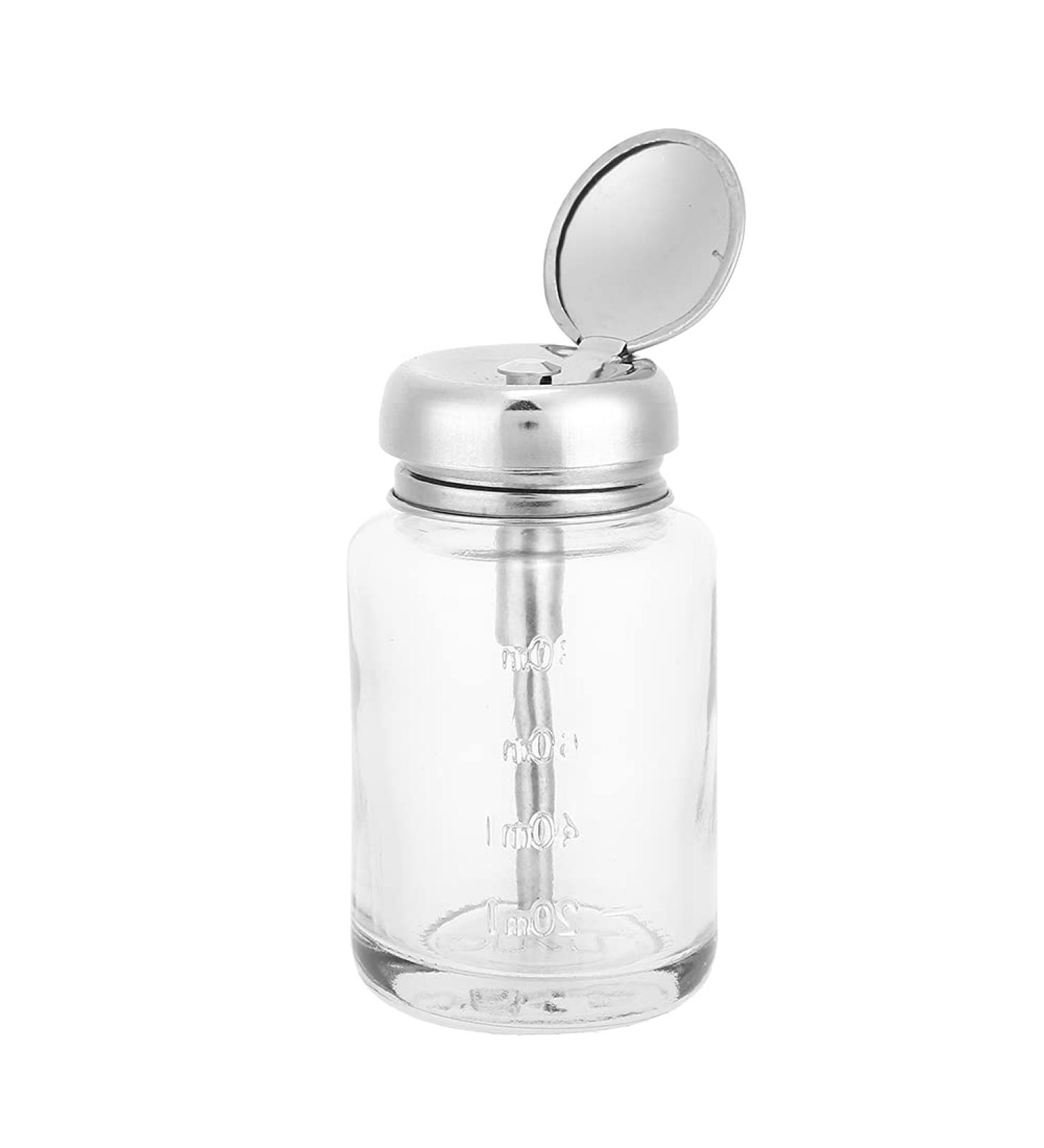 Nail Art Remover Dispenser Nail Polish Remover Glass Bottle Easy To Use Gel Polish Pump Dispenser 80ml One Touch Clear Glass Bottle for Manicure Store Beauty Salon Salon Shop Home(Press the bottle) - Buy Online on GoSupps.com