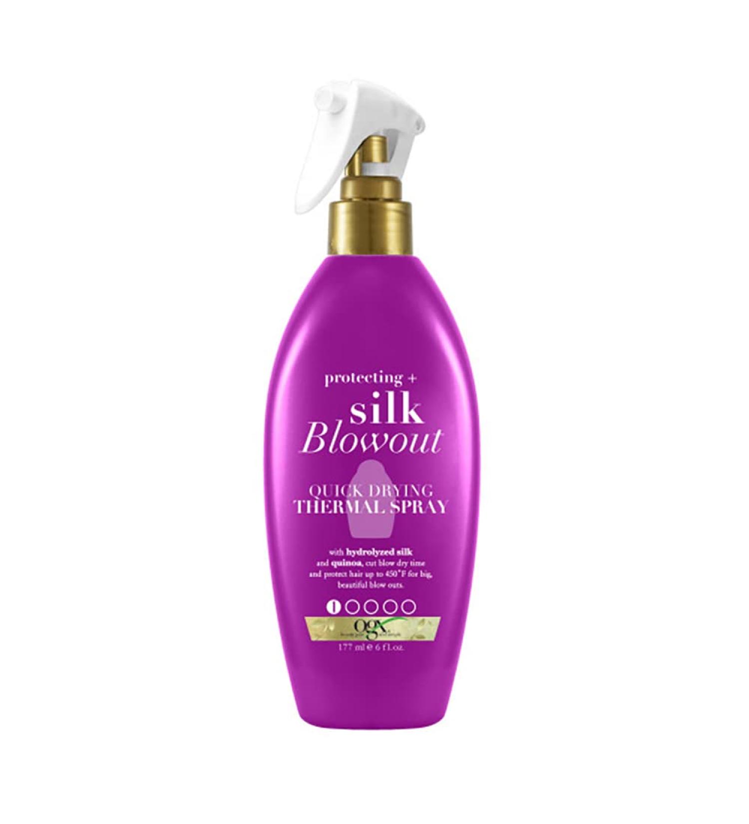 OGX Protecting + Silk Blowout Quick Drying Thermal Spray 6 Fl Oz - Fast Heat Protection for Smooth Hair - Buy Online on GoSupps.com