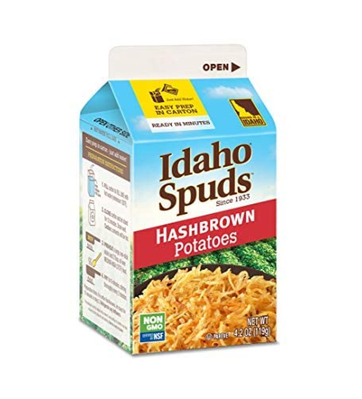 Idaho Spuds Premium Hashbrown Potatoes 4.2 oz 8 Pack - NonGMO, Gluten Free, Kosher - Made from 100% Potatoes - 33.6 Ounce - Buy Online on GoSupps.com