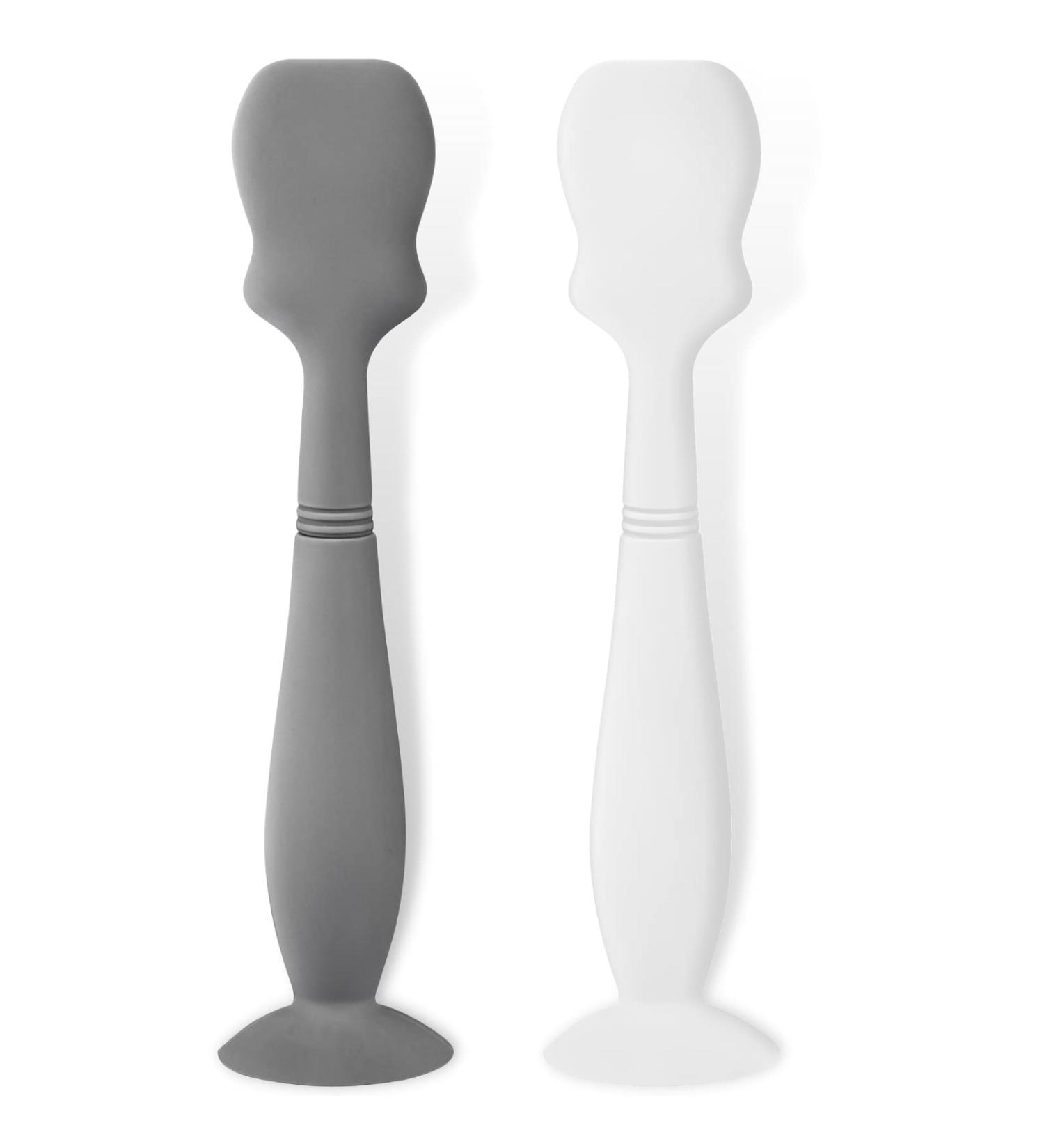 2 Pack Silicone Baby Diaper Cream Brush & Spatula Set - Gray & White | Butt Paste Applicator for Newborns - Buy Online on GoSupps.com