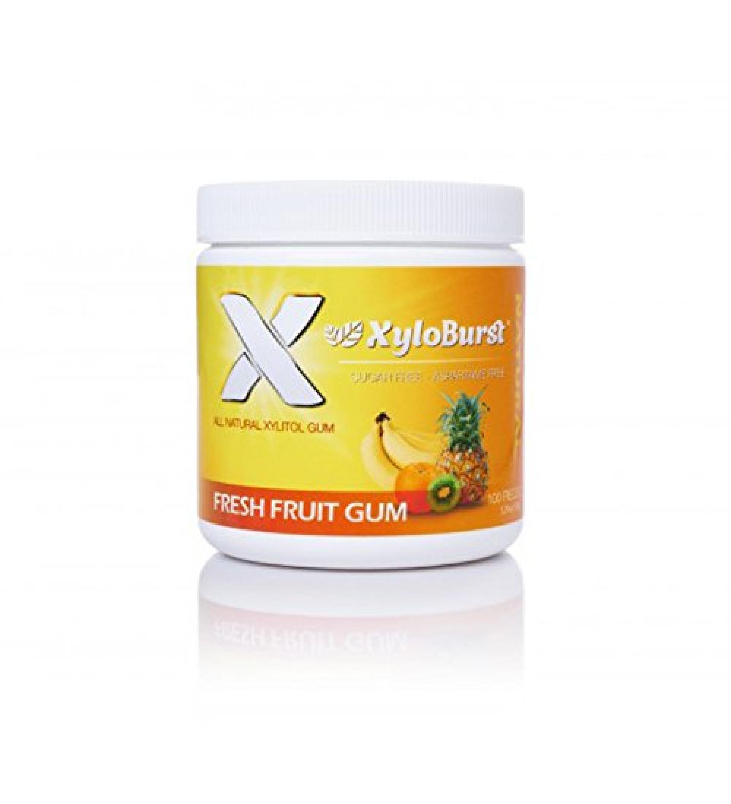 Xyloburst Xylitol Chewing Gum - Fresh Fruit Flavor, 100 Pieces (5.29 oz) - Buy Online on GoSupps.com
