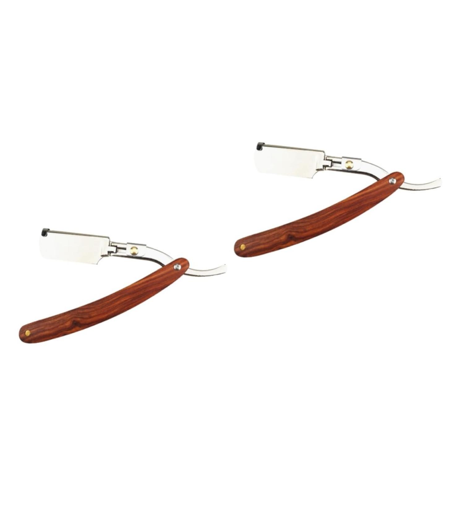 Beaupretty Men's Razor Set - 2pcs Safe Manual Metal Razors with Bamboo Wooden Handle | Mahogany Design for Smooth Shaving - Buy Online on GoSupps.com