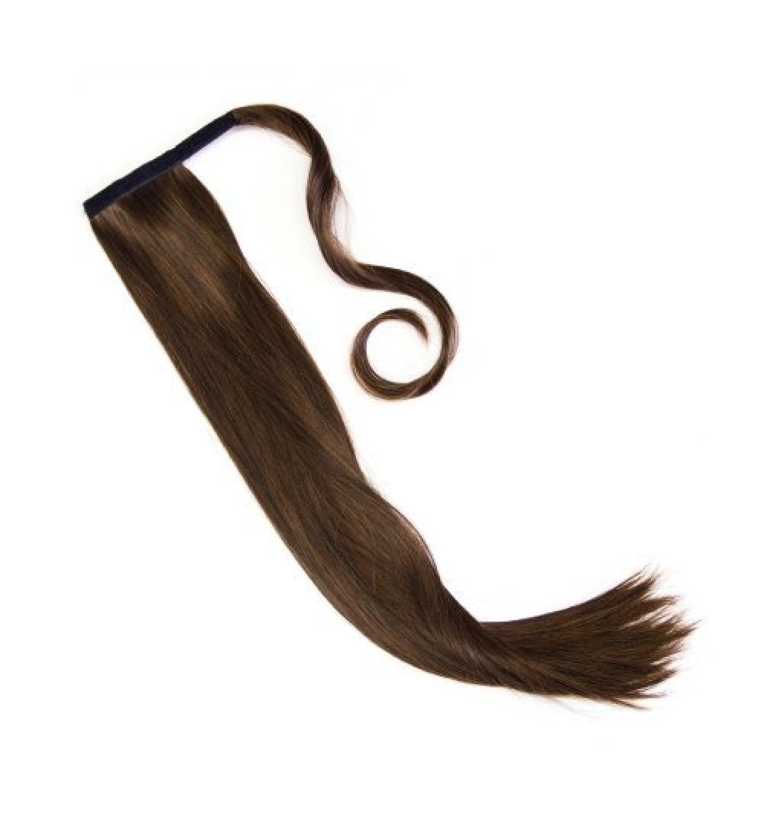 Hairpiece in black-brown braid ponytail straight 60 cm to clip on hair extension bangs