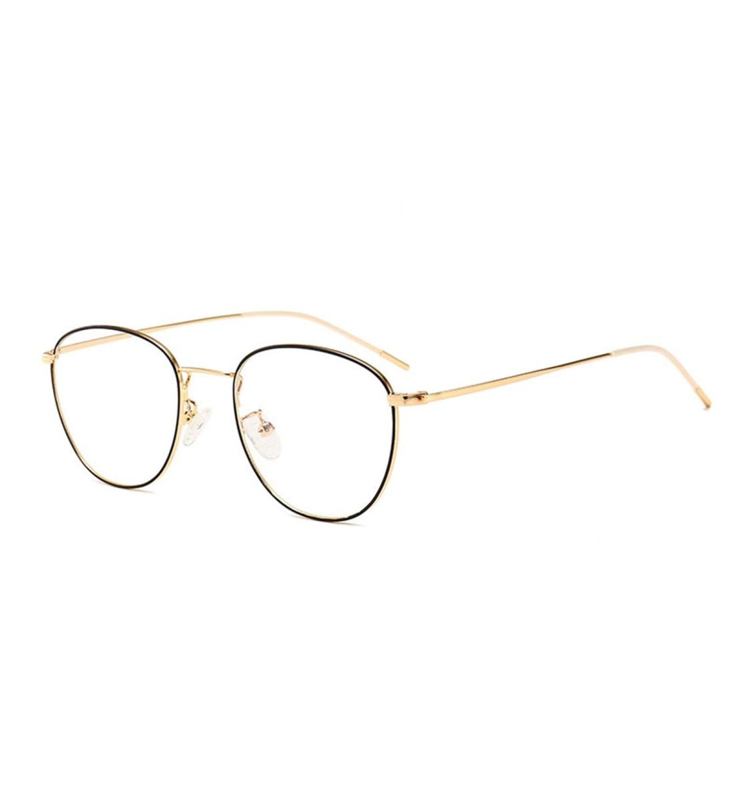 Retro Blue Light Filter Glasses for Men & Women - Metal Frame Gaming & Computer Glasses in Black & Gold - Buy Online on GoSupps.com