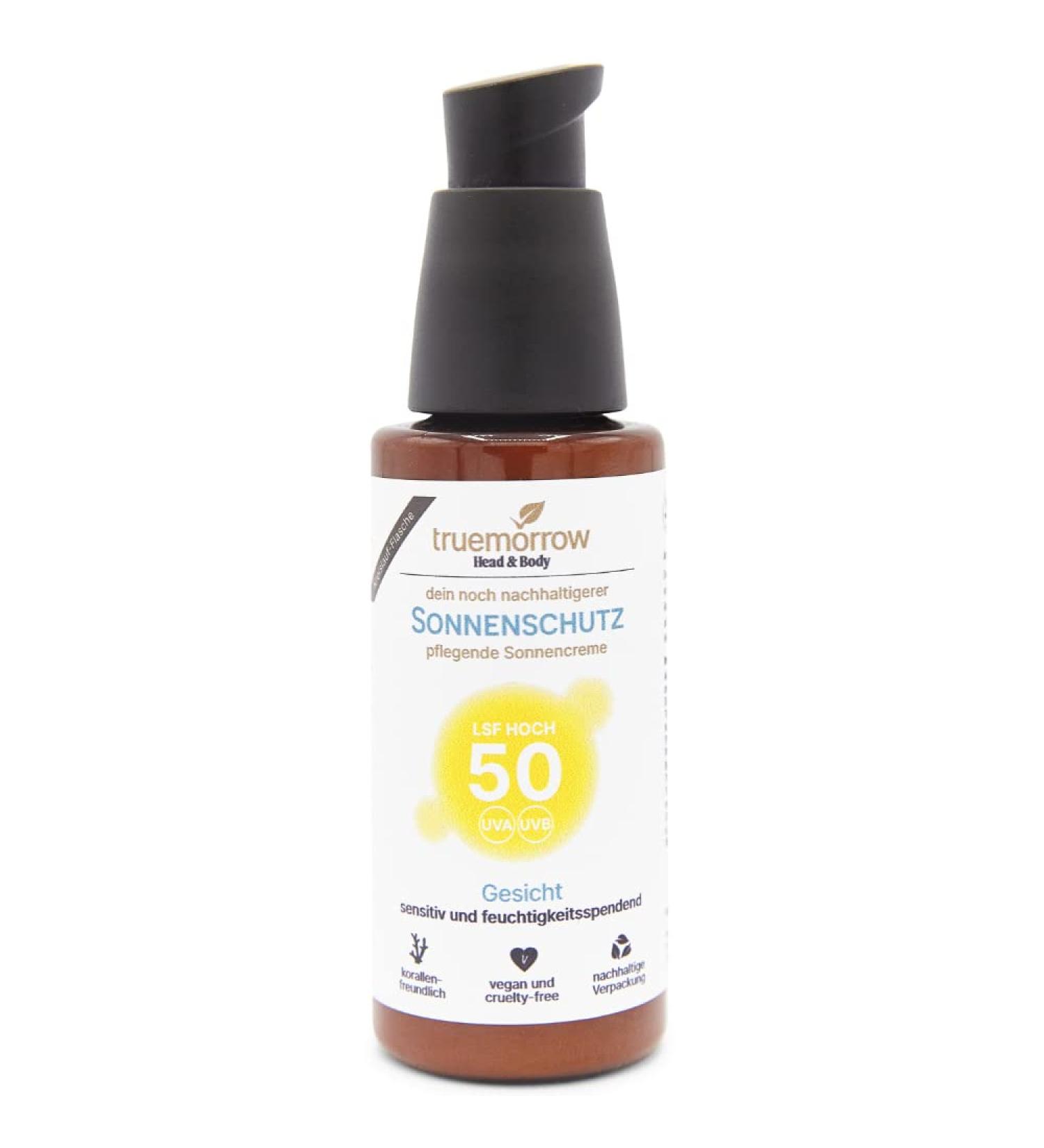 Truemorrow Face Sunscreen LSF 50 - Vegan Coral-Friendly Sustainable Daily Sun Protection - 50ml - Buy Online on GoSupps.com