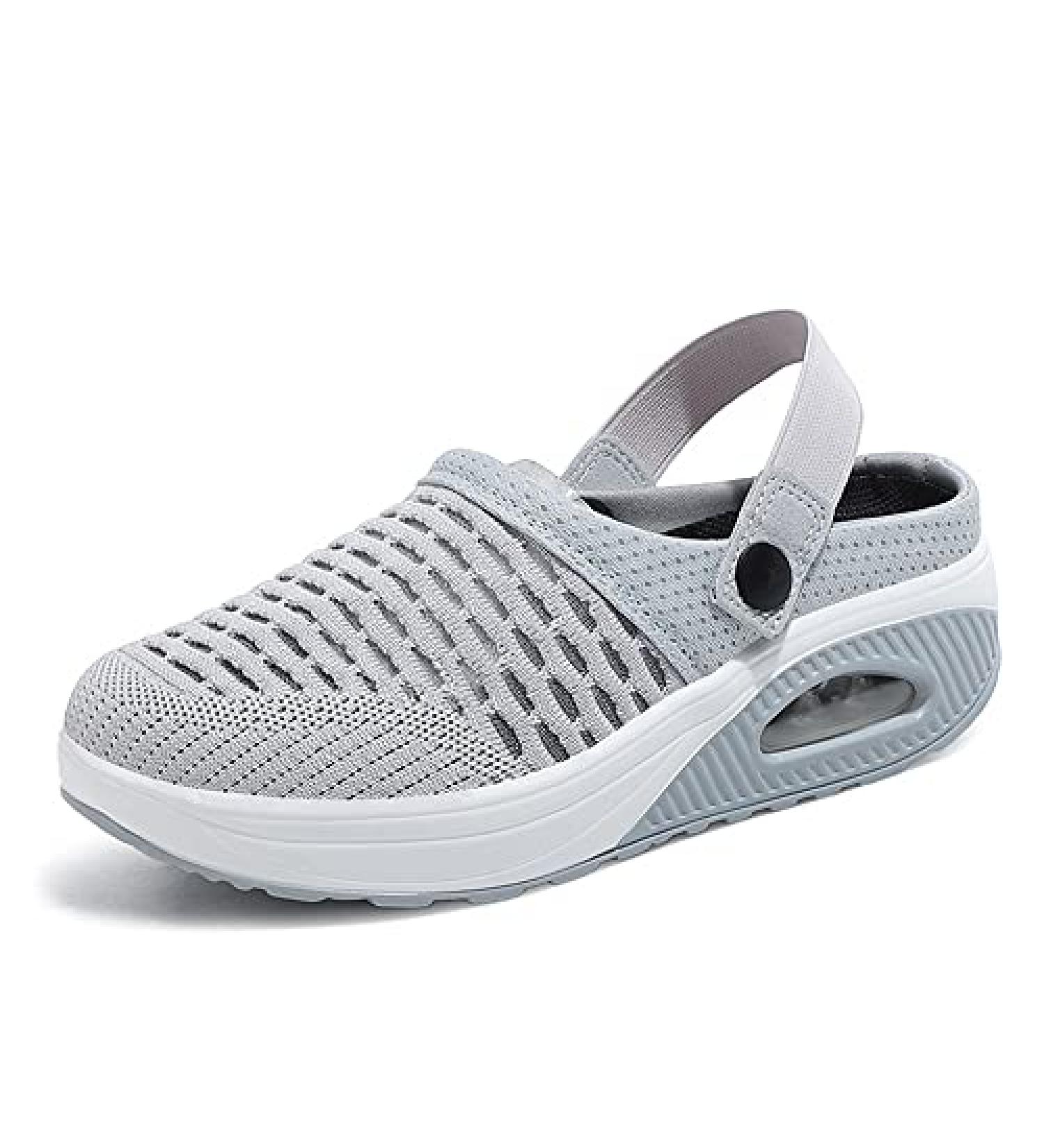 Hunonu Women's Diabetic Orthopedic Sandals - Grey, Size 9 | Air Cushion Slip-On Walking Shoes - Buy Online on GoSupps.com