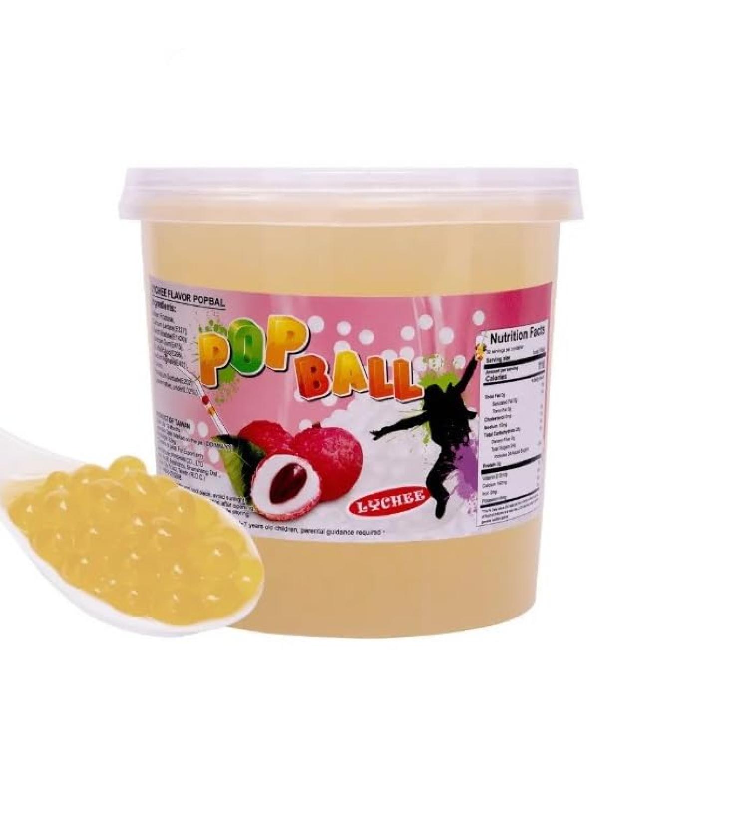 Damsouq Pinshan Pop Balls - Litschi Flavor Bubble Tea Balls (950g) | Make Your Own Boba Drink - International Shipping Available! - Buy Online on GoSupps.com