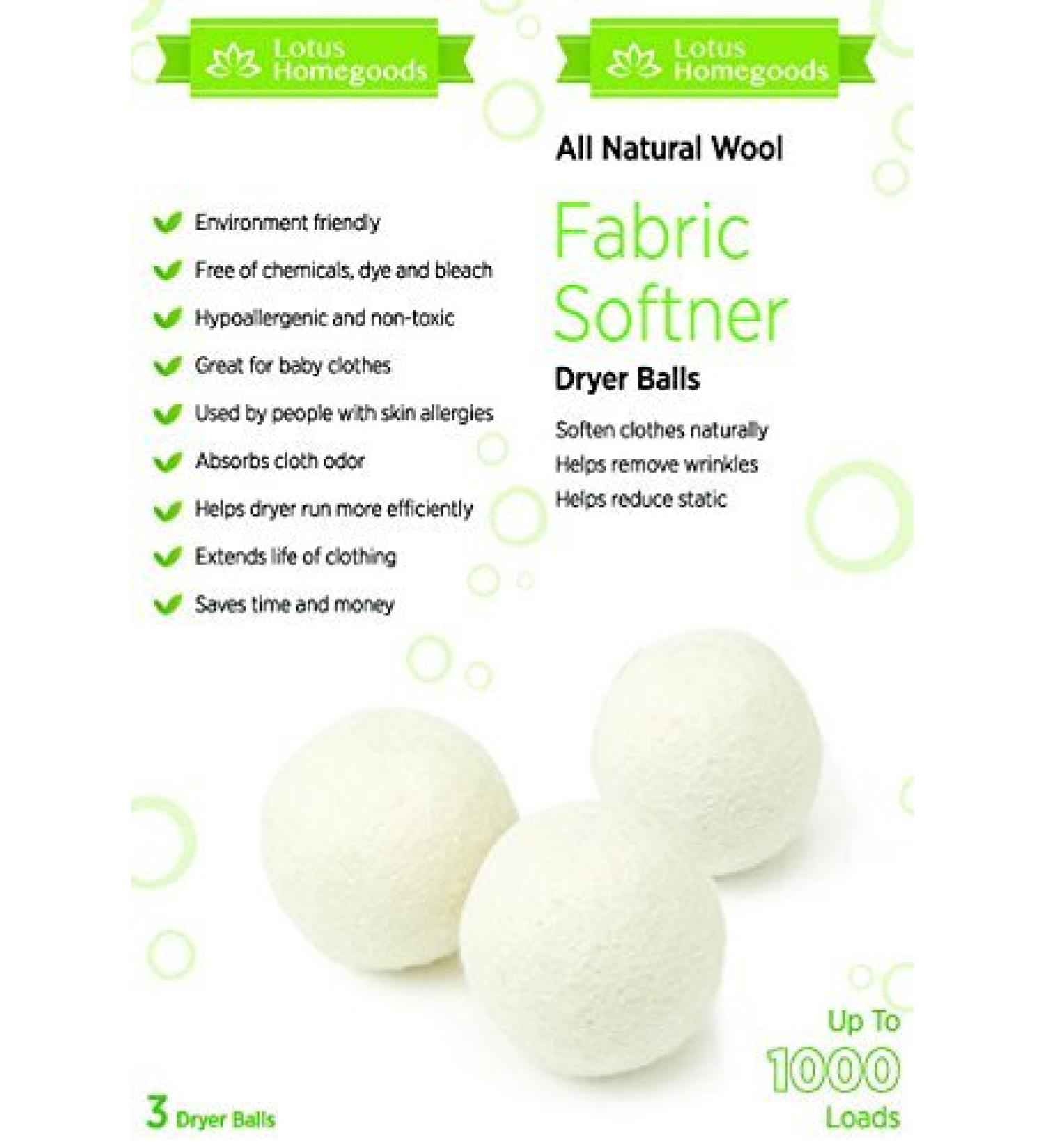 Lotus Wool Dryer Balls - 100% All Natural Fabric Softener. Great for Baby Cloths.