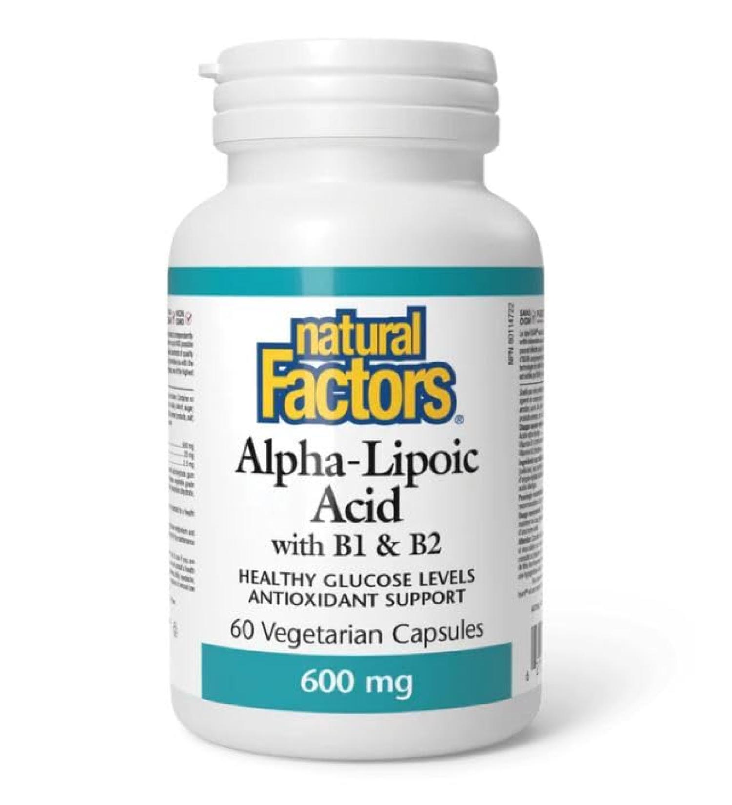 Natural Factors Alpha-Lipoic Acid + B 600 mg 60 Capsules