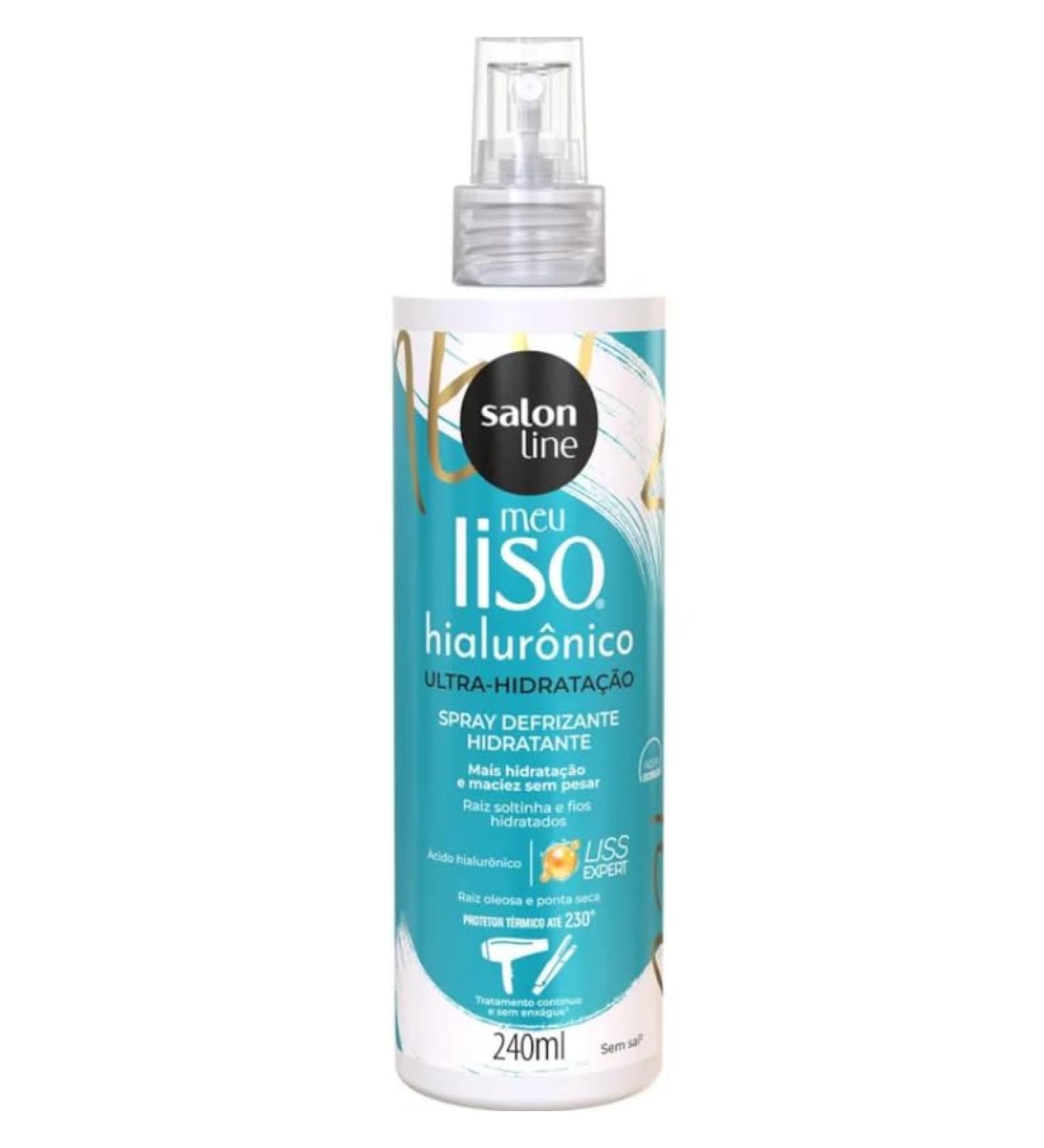 Salon Line - Linha Tratamento (Meu Liso) - Defrizante Spray Protetor Termico Spa Capilar Acido Hialuronico 240 Ml - (My Straight - Hyaluronic Acid Hair Spa Thermal Protector Antifrizz Spray 8.1 Fl Oz)