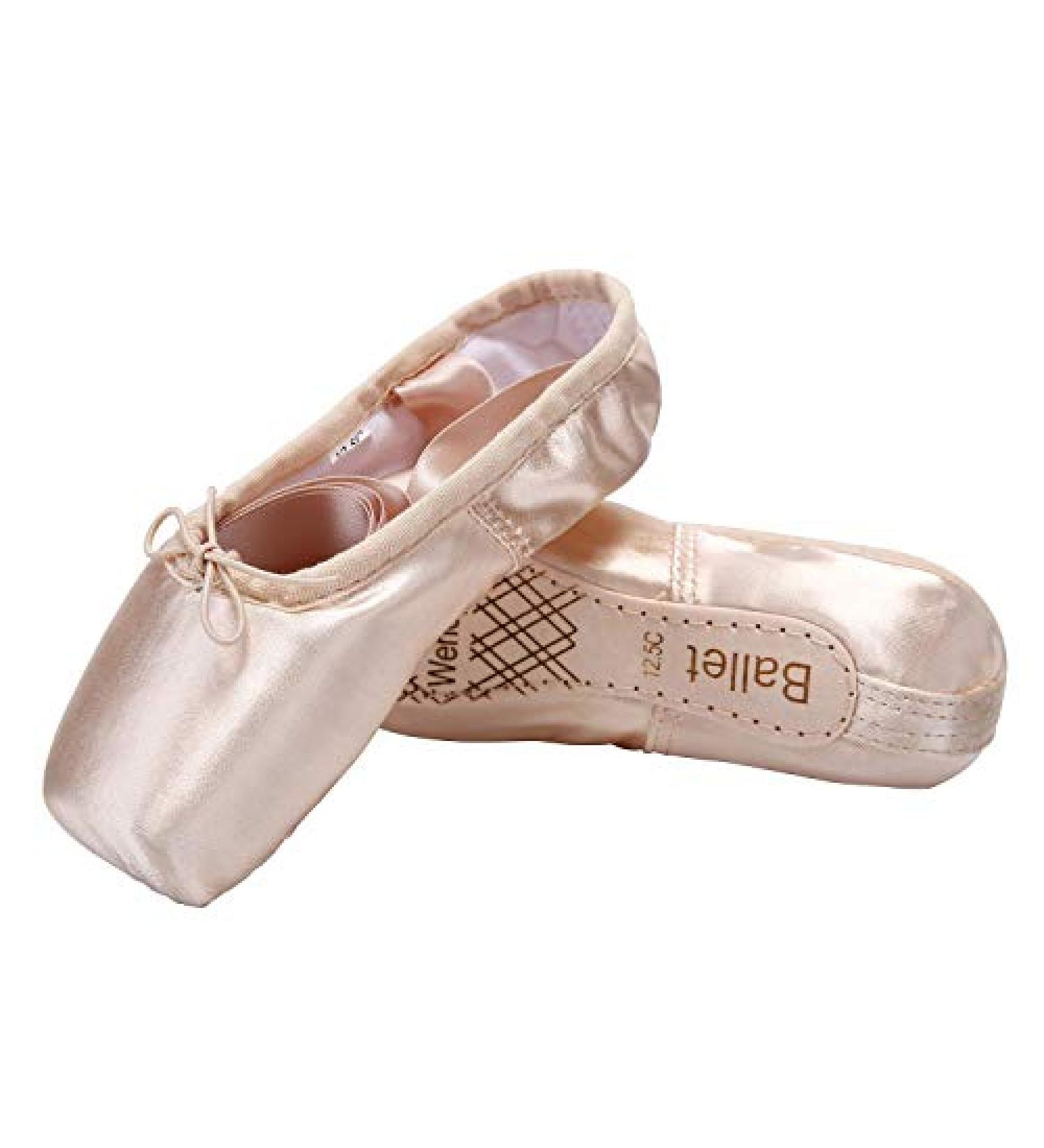WENDYWU Girls Womens Pink Ballet Pointe Slippers with Ribbons and Toe Pads - Size 6 - Buy Online on GoSupps.com