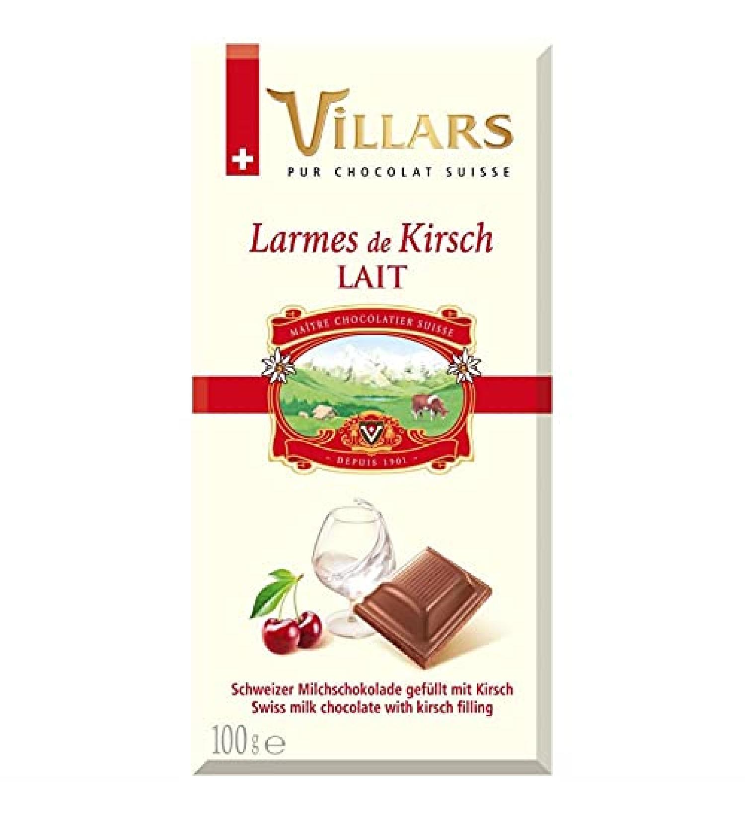 VILLARS - Milk Chocolate Tablet Tears of Kirsch 100G - Pack of 4 - Buy Online on GoSupps.com