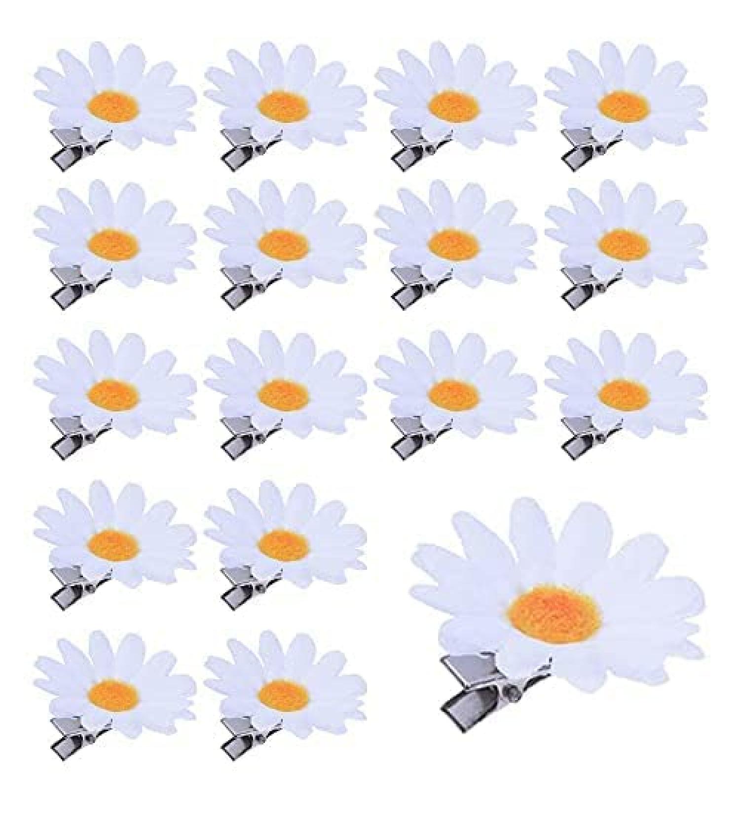 Lovely 17-pc Daisy Flower Hair Clips for Girls - Perfect Beach Wedding Hair Accessories Beautiful and Practical Hairpins - Buy Online on GoSupps.com