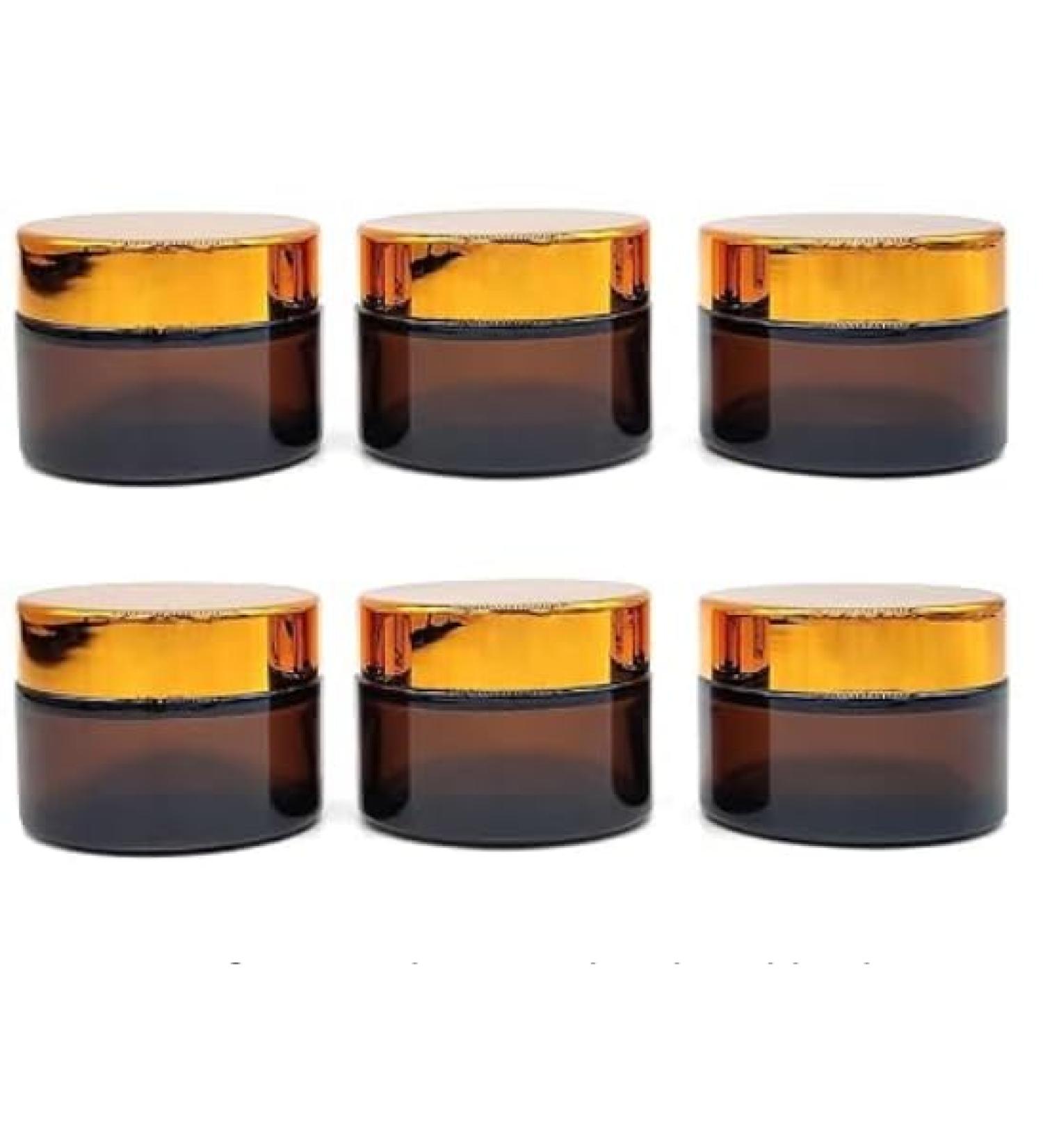 Inheming 6 x 30ml Amber Glass Cream Jars - Empty Cosmetic Containers with Lids for Ointments & Creams - Ideal for International Shipping - Buy Online on GoSupps.com