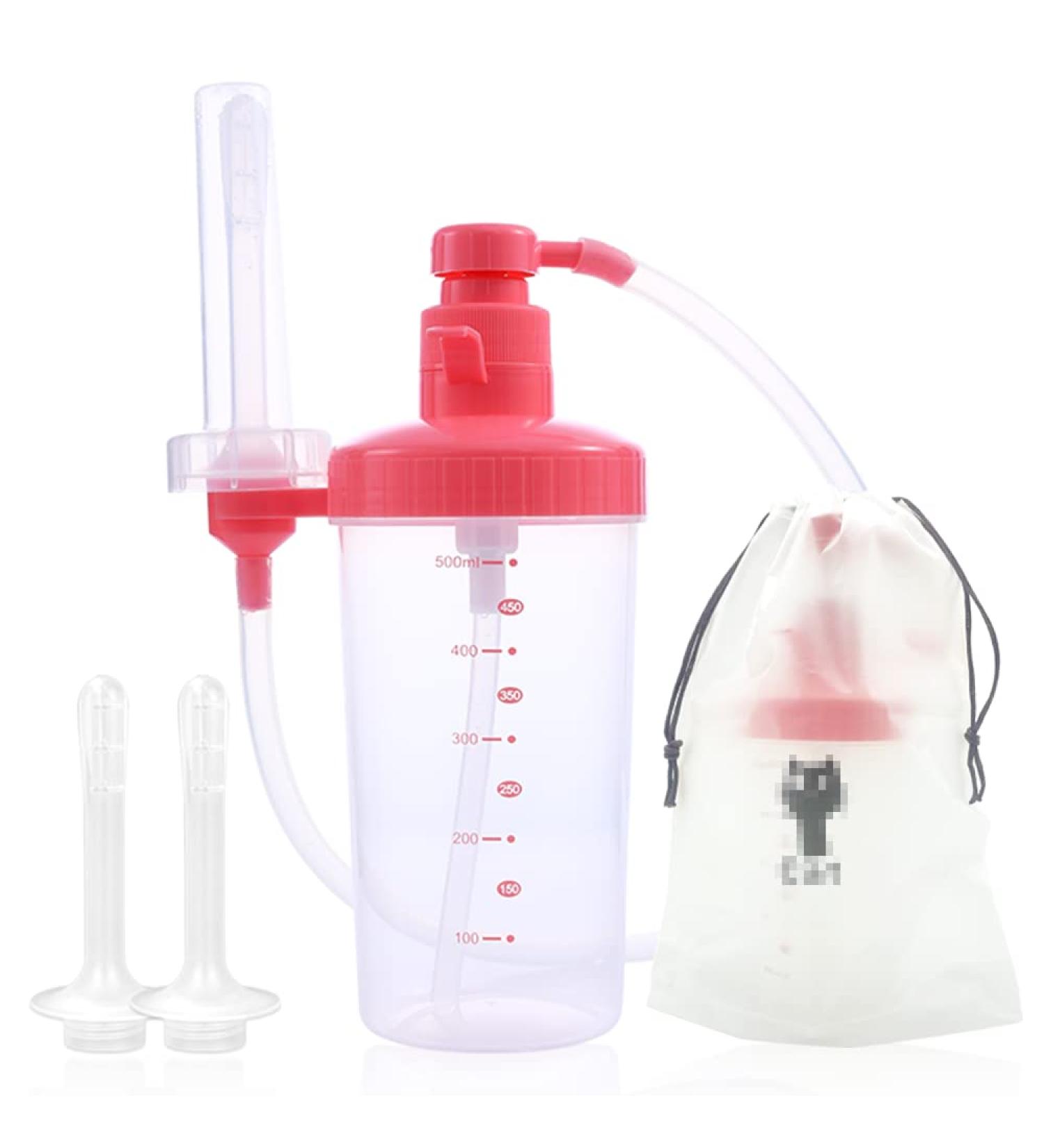 Portable Vaginal Cleansing Bidet - Reusable Douche 500ml with 3 Nozzles & Storage Bag | Enhance Vaginal Health - Buy Online on GoSupps.com