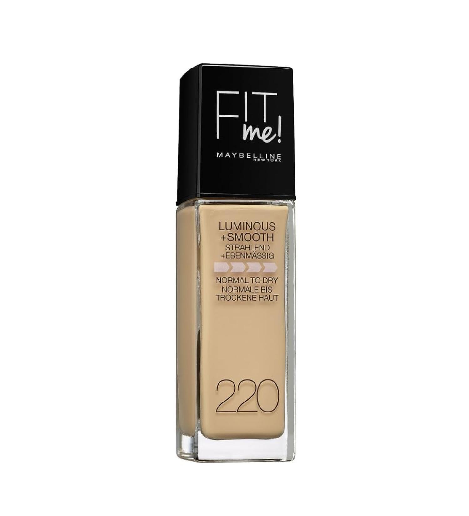 Maybelline New York Make Up Fit Me!Foundation with LSF18 for flawless skin all skin types No. 220 Natural Beige 30 ml No. 220 Natural 30 ml (1 Pack)