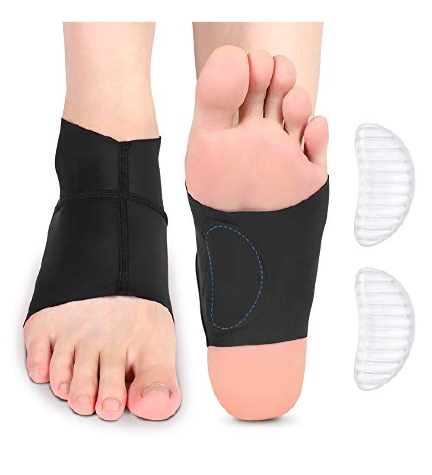 Ankle Bandage with Gel Pads for Plantar Fasciitis & Heel Spur - Compression Support for Foot Pain Relief (1 Pair) - Buy Online on GoSupps.com
