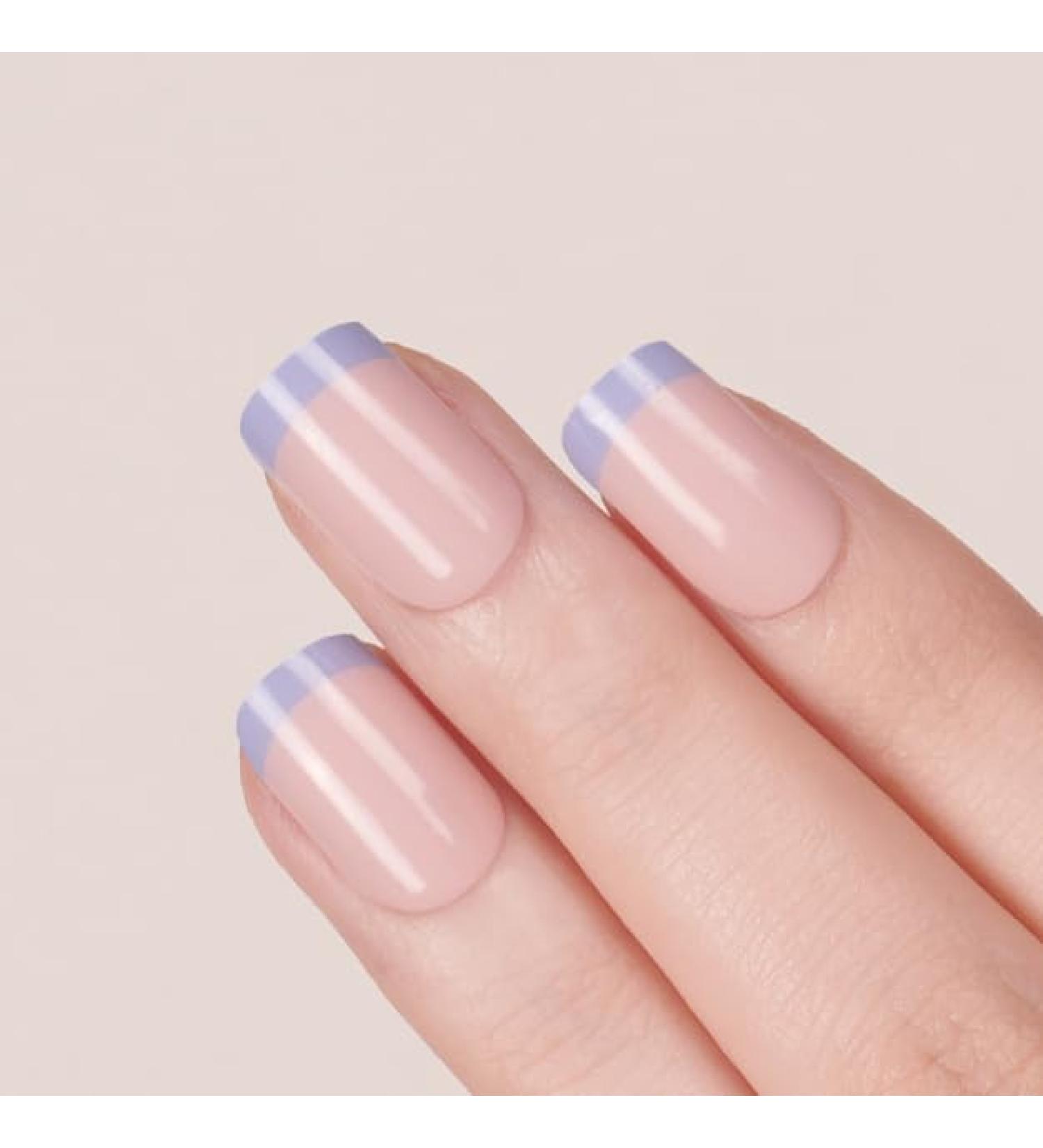 Danni & Toni Half Hardened Gel Nail Films - Azure Grace Blue Pink French Shine | Self-Adhesive Nail Foil Stickers (28 Pack) - Buy Online on GoSupps.com