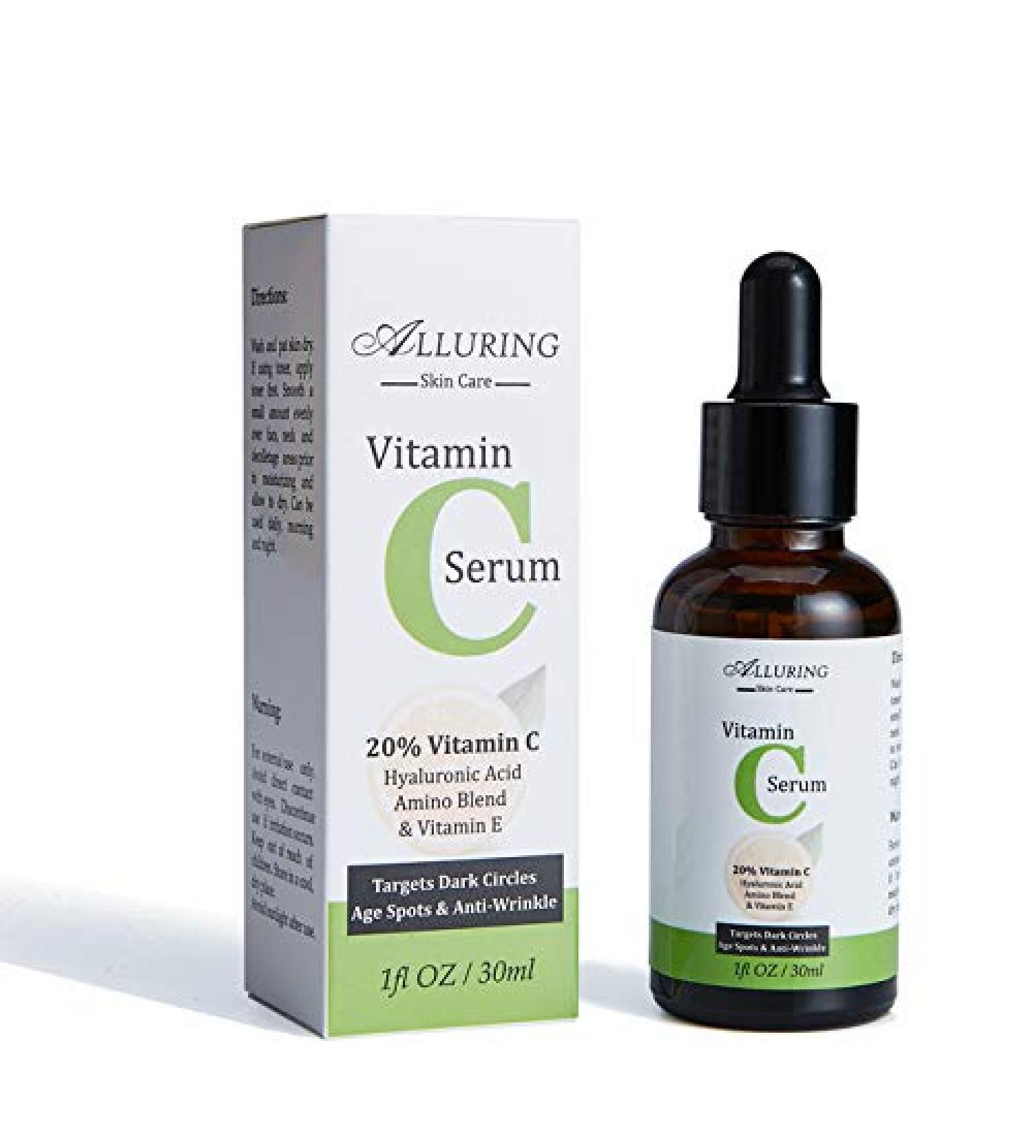 Vitamin C Facial Serum with Hyaluronic Acid & Vitamin E - Anti-Aging Acne Treatment Reduces Dark Circles & Fades Hyperpigmentation - Buy Online on GoSupps.com