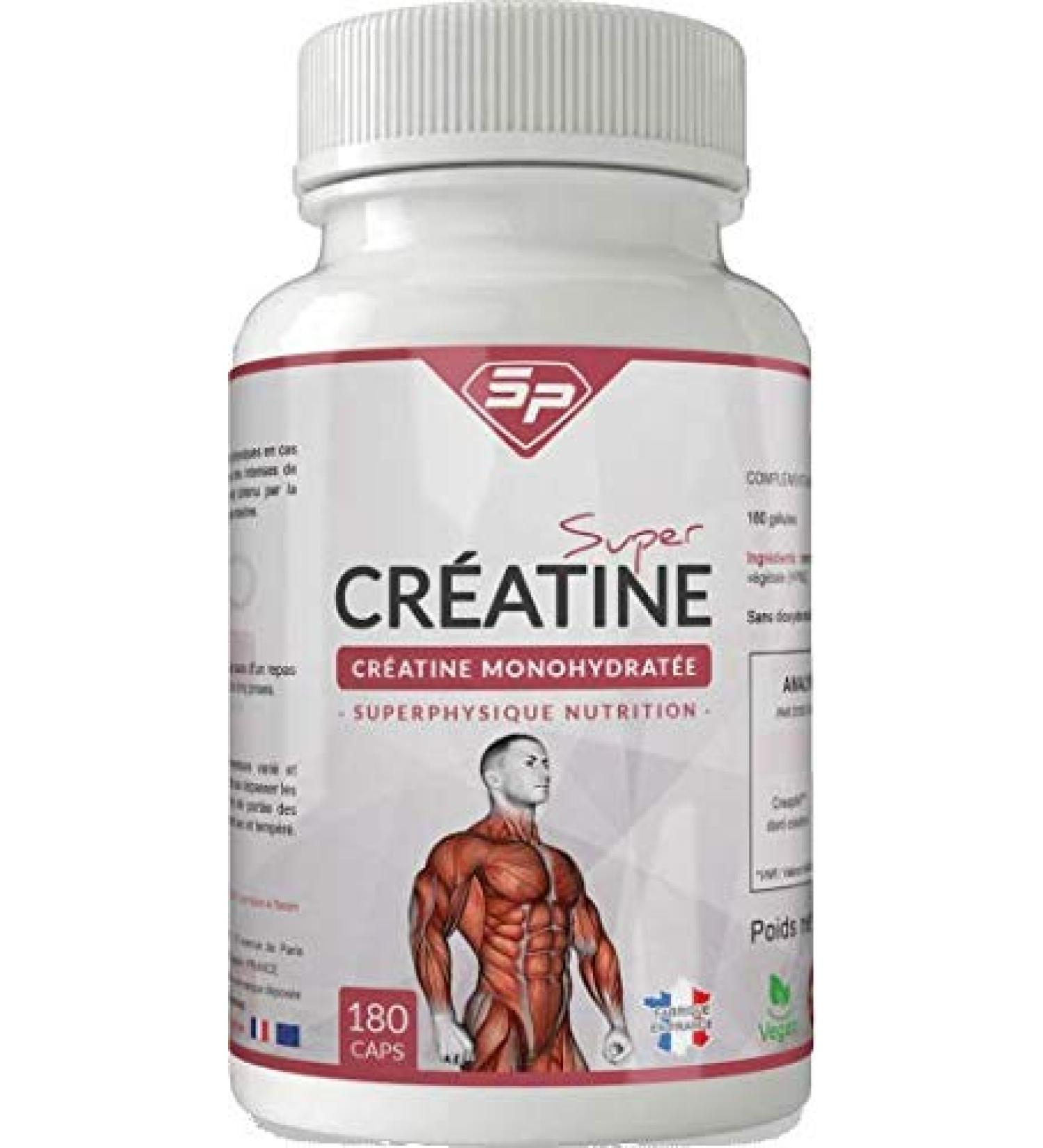 High quality super creatine 180 capsules 100% creatine Made in France For 1 month SuperPhysique Nutrition - Buy Online on GoSupps.com