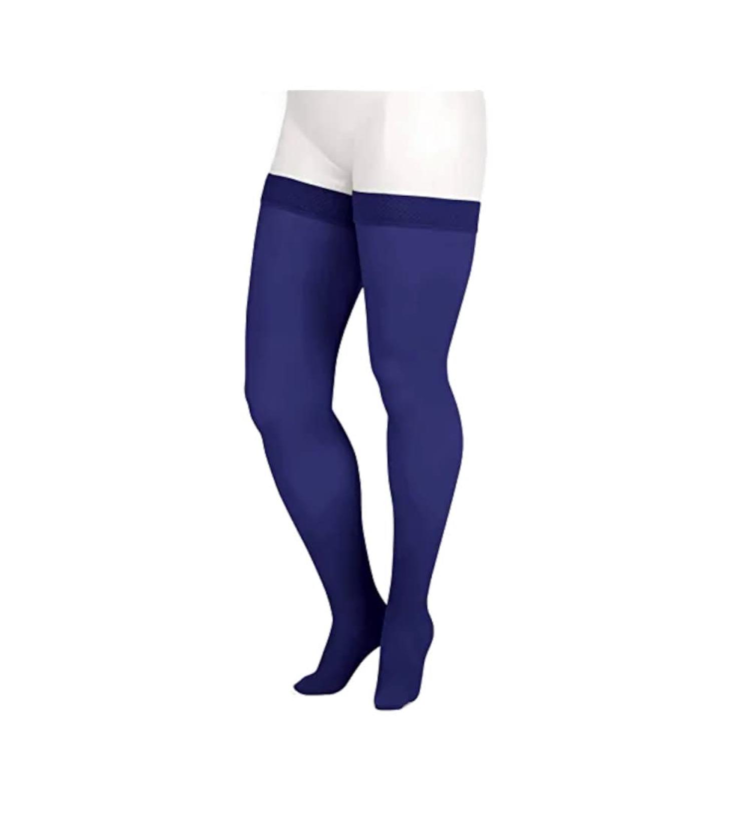 Juzo Soft 20-30 mmHg Thigh High Compression Stockings - Navy Short Length with Silicone Top Band | International Shipping Available - Buy Online on GoSupps.com