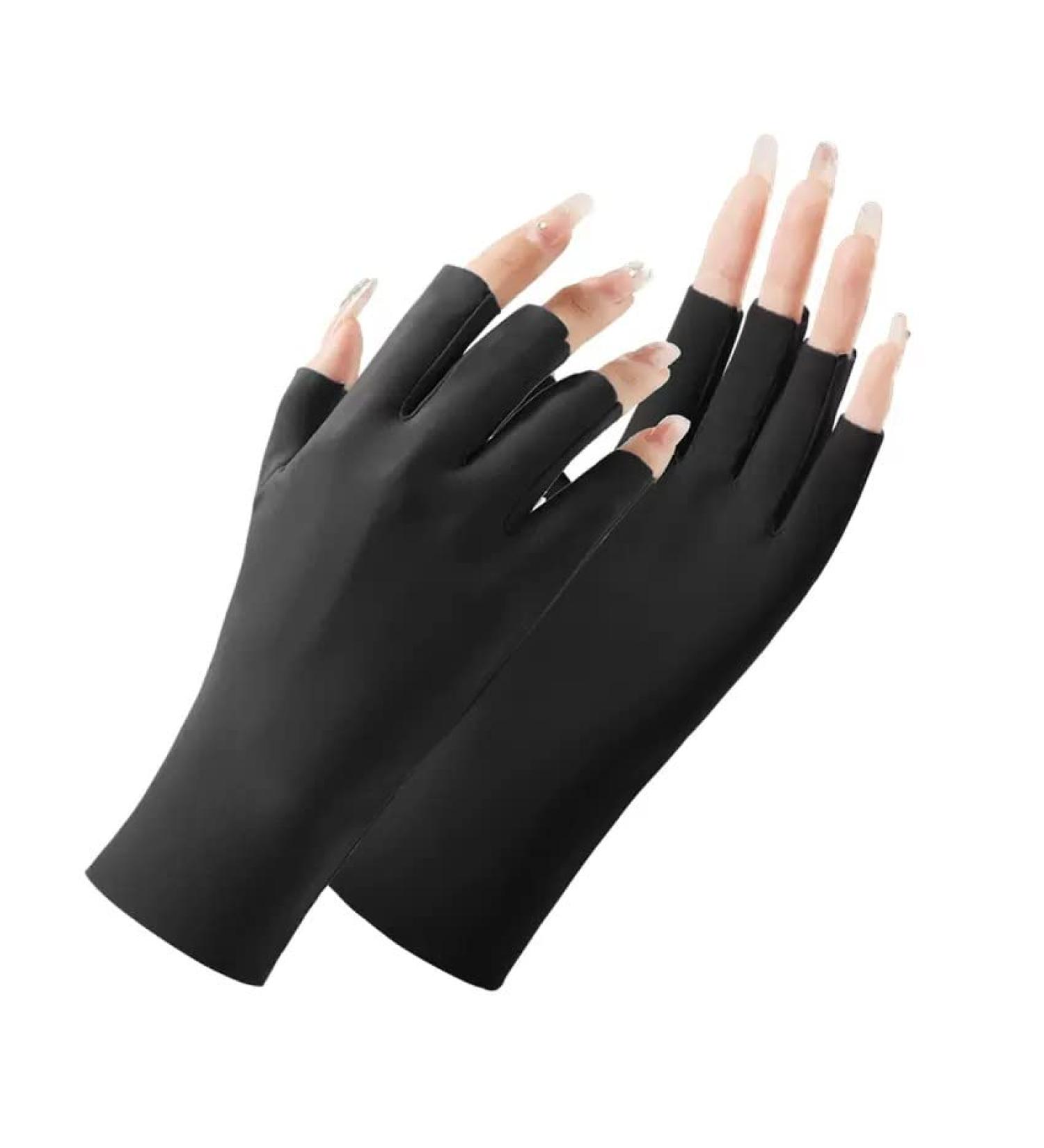 Weltition Anti UV Gloves for Nail Lamp Light Skin Care Fingerless Gloves for Protecting Hands from The Sun and Nails UV Light Black - Buy Online on GoSupps.com
