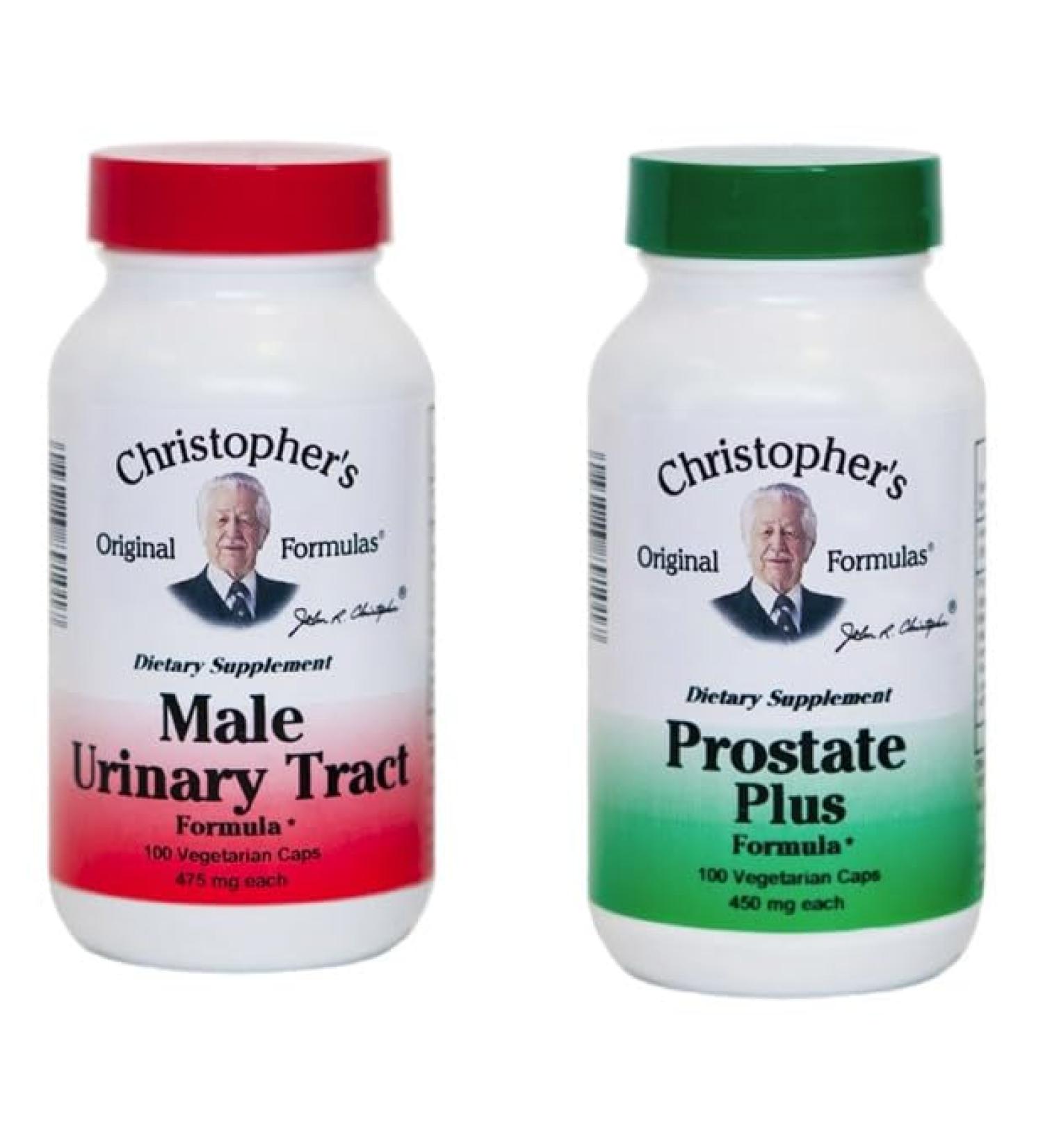 Dr. Christopher s Original Formula Bundle of Prostate Plus and Male Urinary Tract Formula | 100 Vegetarian Capsules in Each Bottle | Dietary Supplements | USDA Organic