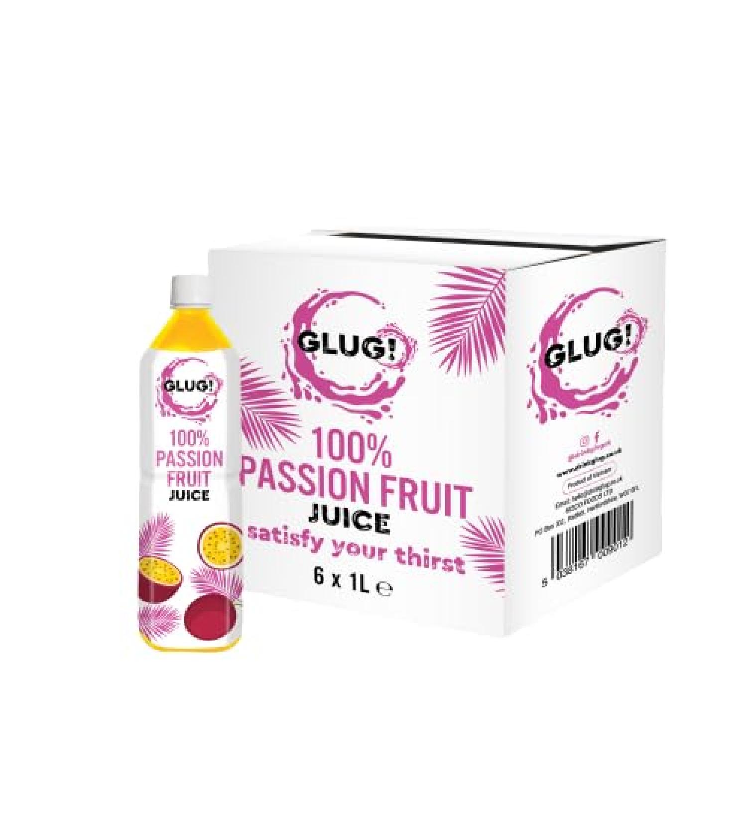 GLUG! 100% Passion Fruit Juice Healthy Juice Drink With No Added Sugar (6X1L)