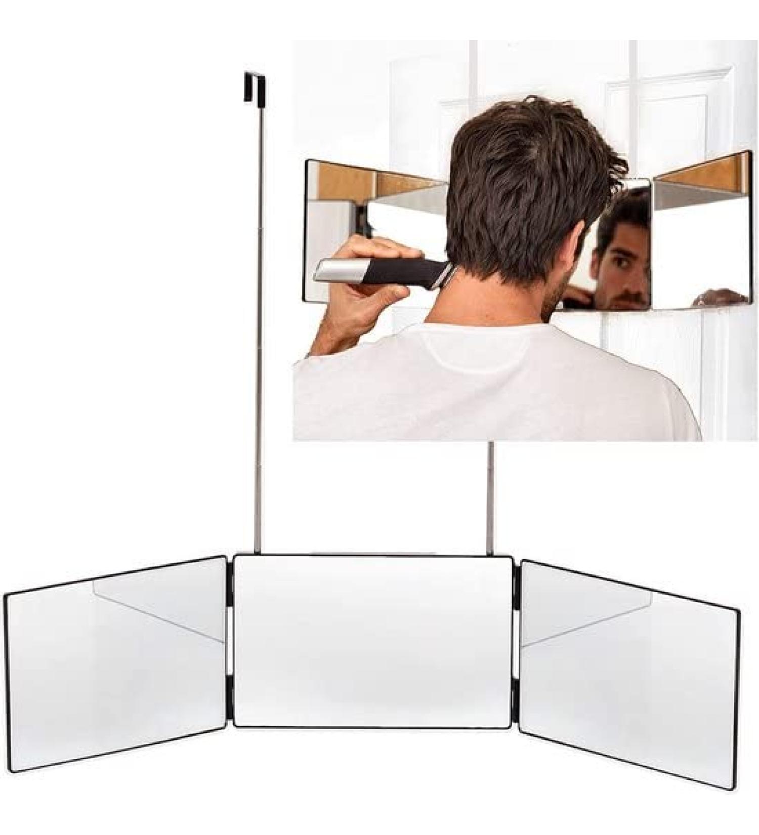 hagvot Autumn 3-Way Mirror Trifold Mirror 360 Degree Adjustable Shaving Mirror with Holders for Makeup Styling