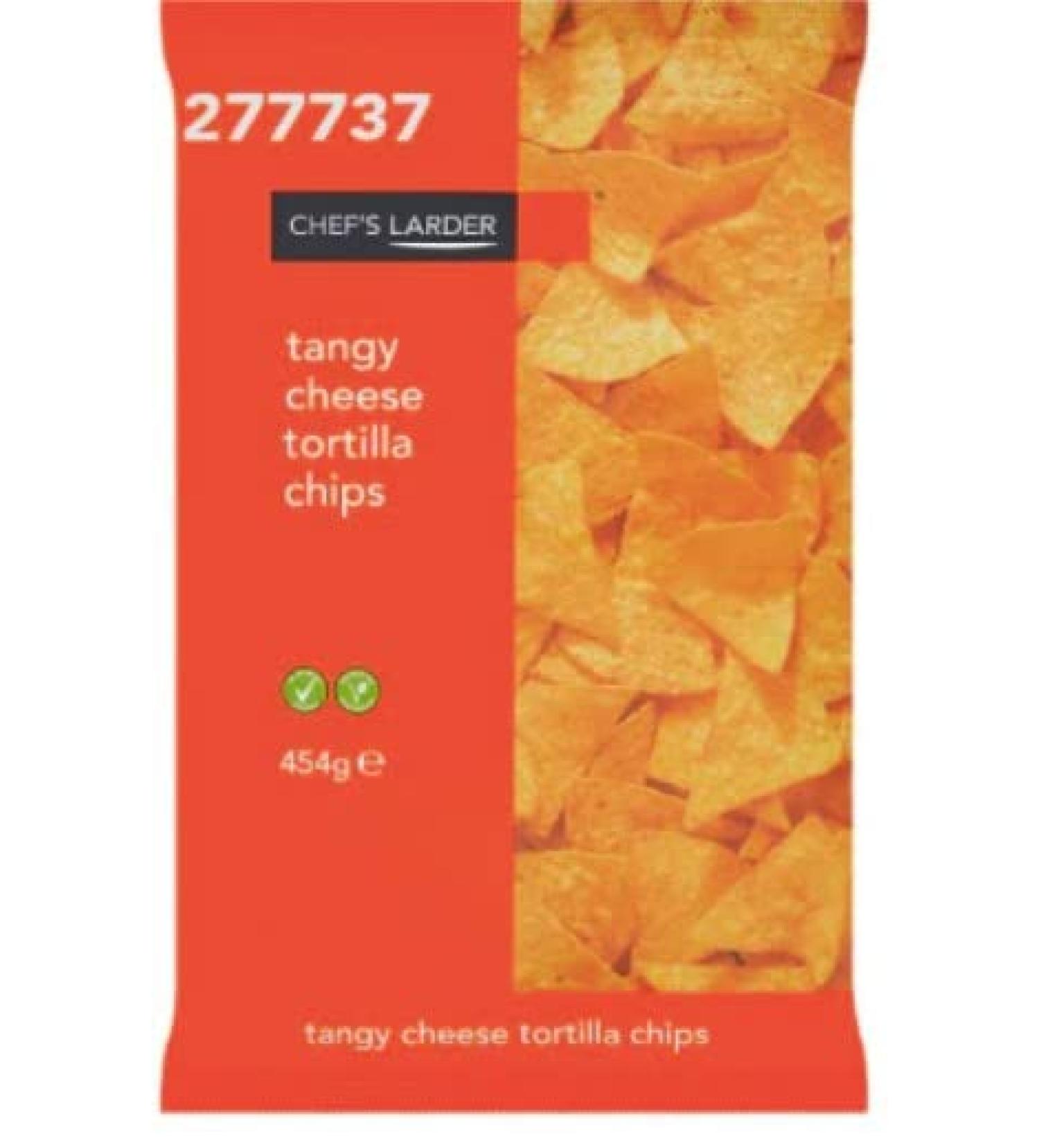 Chef's Larder Tangy Cheese Tortilla Chips 454g X 6 Delicious Tasty And Twisty Treat Share With Family And Friends