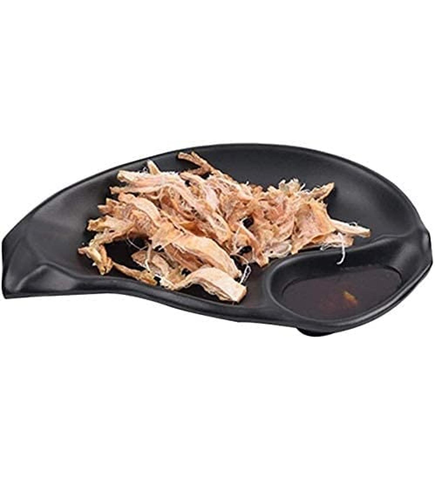 Flat Plate Non-breakable Snack Plate Melamine Tableware Creative Shaped Plastic Plate Indoor and Outdoor Use Easy to Clean for Catering and Home Kitchenware (Color : Black Size : 604660) 604660 Black