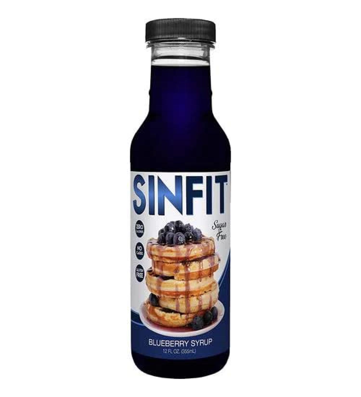 Sin Fit Pancake Syrup | Sugar Free Syrup | Zero Calories Sugar-Free No Carbohydrates No Fat Gluten Free | 60 mL Per Serving | 12 Fl Oz. / 355 mL (Blueberry)