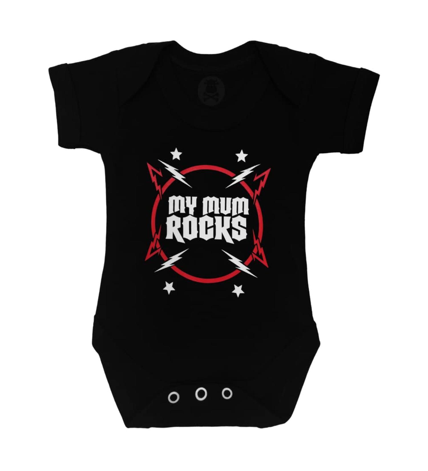 Baby Moo's My Mum Rocks Baby Grow | Unisex Music Bodysuit Vest - Alternative Rock n Roll | New Baby & Parent Gift UK 0-3 Months - Buy Online on GoSupps.com